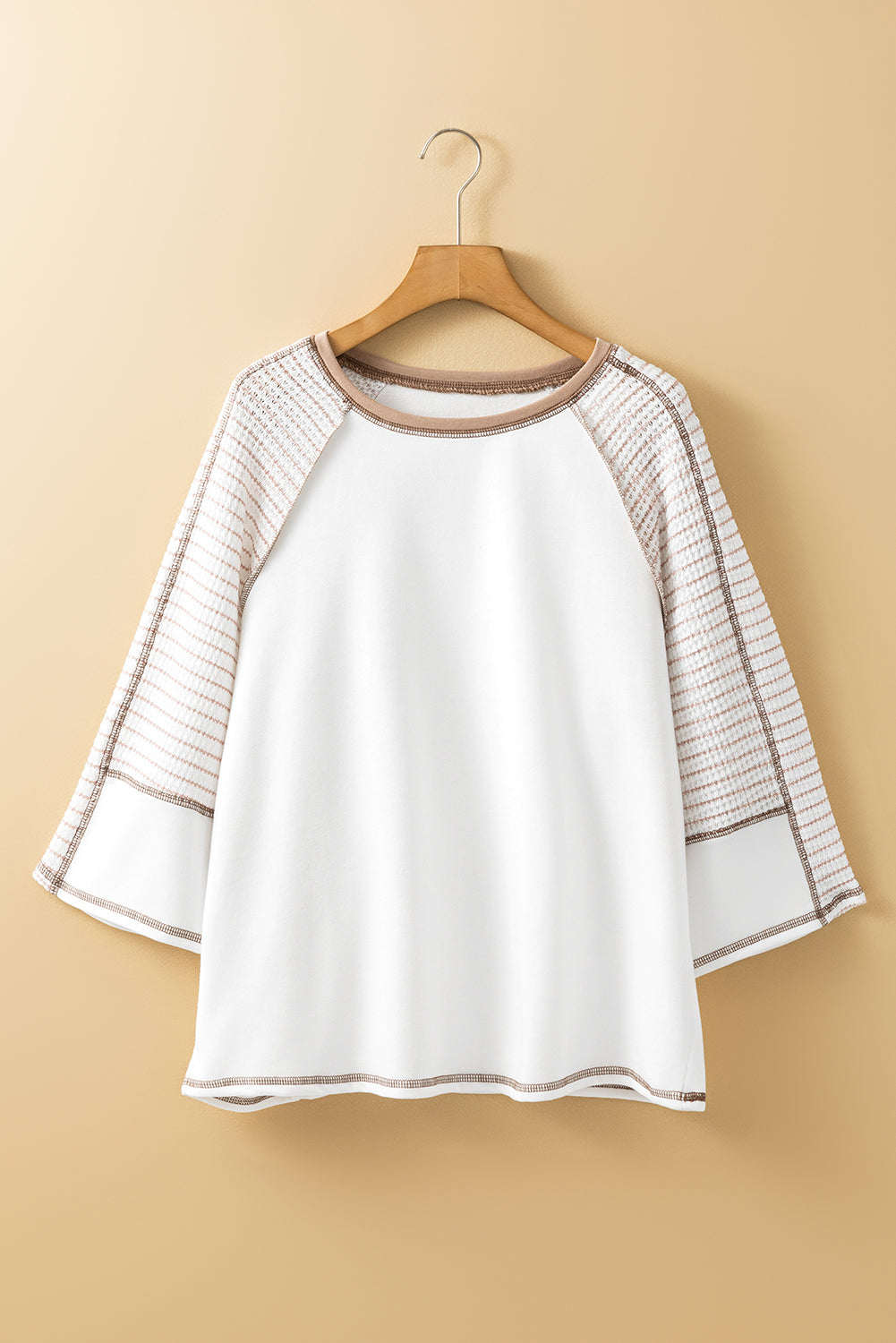 Striped Round Neck Raglan Sleeve Top-TOPS / DRESSES-[Adult]-[Female]-2022 Online Blue Zone Planet