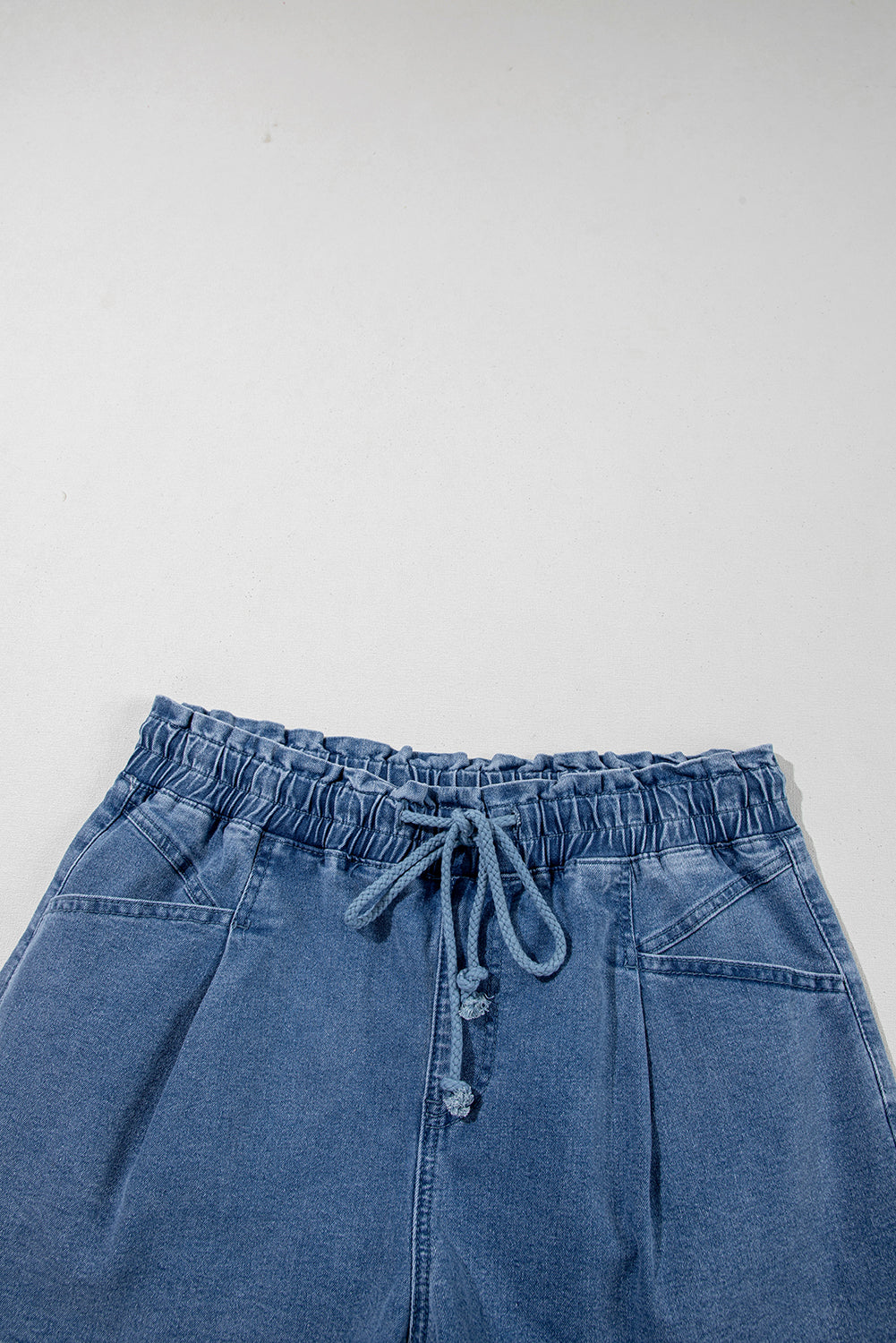 Ashleigh Blue Drawstring High Waist Casual Denim Shorts with Pockets-Bottoms/Denim Shorts-[Adult]-[Female]-2022 Online Blue Zone Planet