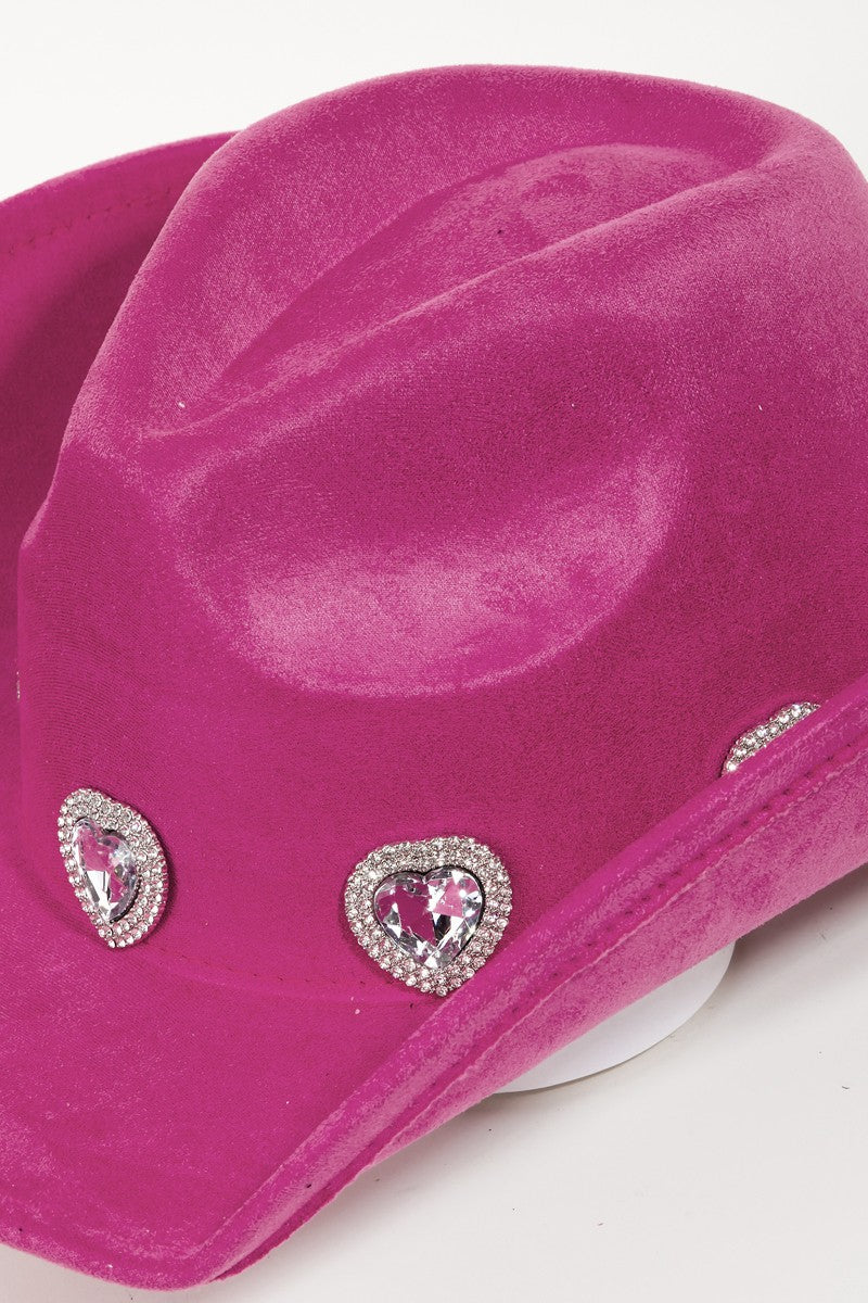 Fame Rhinestone Pave Heart Cowboy Hat-HATS-[Adult]-[Female]-2022 Online Blue Zone Planet