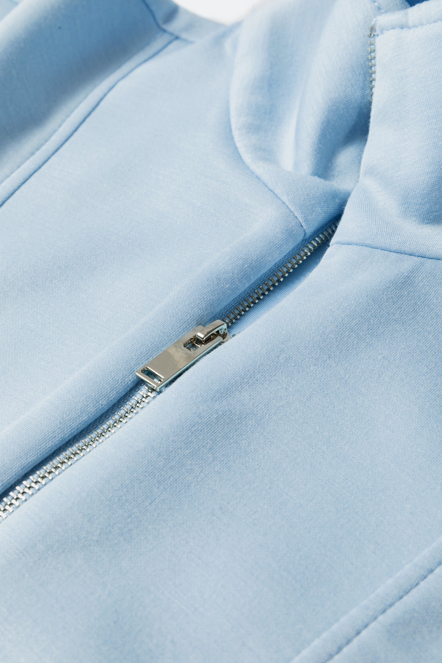 Beau Blue Solid Color Half Zip Loose Short Sleeve Sweatshirt 2pcs Set-Two Piece Sets/Short Sets-[Adult]-[Female]-2022 Online Blue Zone Planet