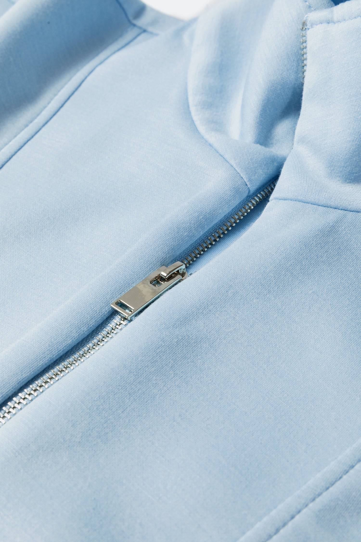Beau Blue Solid Color Half Zip Loose Short Sleeve Sweatshirt 2pcs Set-Two Piece Sets/Short Sets-[Adult]-[Female]-2022 Online Blue Zone Planet