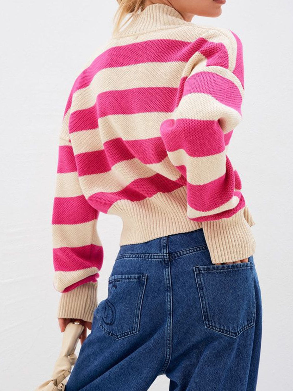 Striped Button Down Drop Shoulder Cardigan-TOPS / DRESSES-[Adult]-[Female]-2022 Online Blue Zone Planet