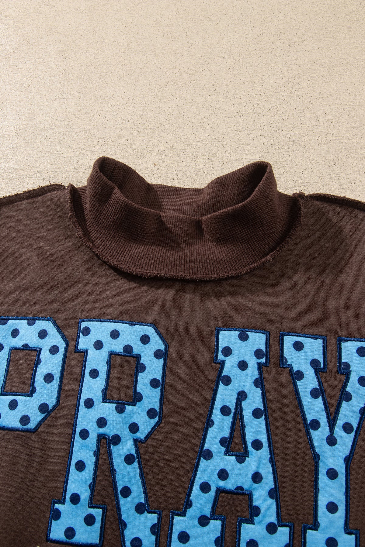 Gray PRAY Polka Dot Embroidered Mock Neck Sweatshirt