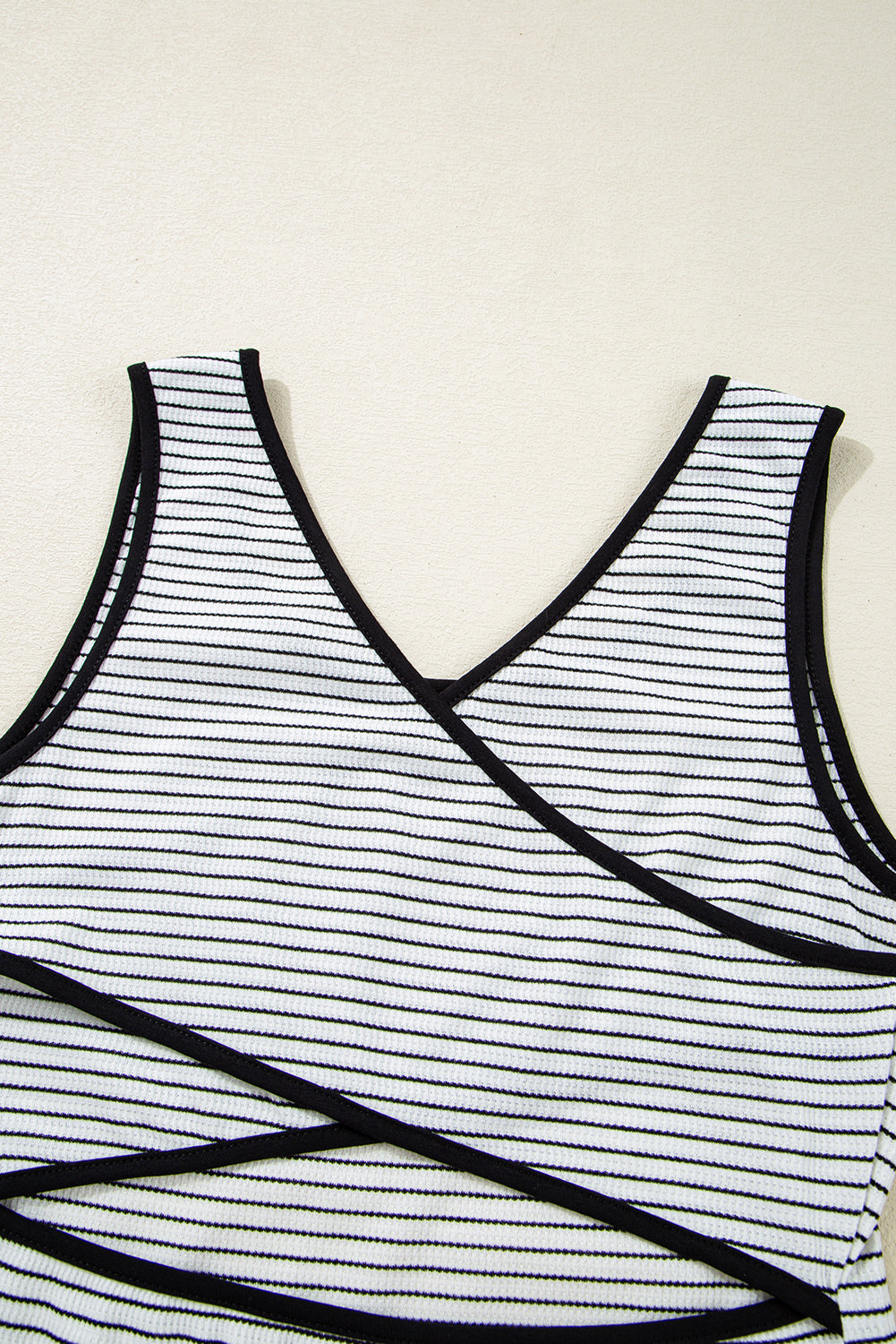 White Stripe Criss Cross Side Slits Slim Fit Sleeveless Midi Dress-TOPS / DRESSES-[Adult]-[Female]-2022 Online Blue Zone Planet