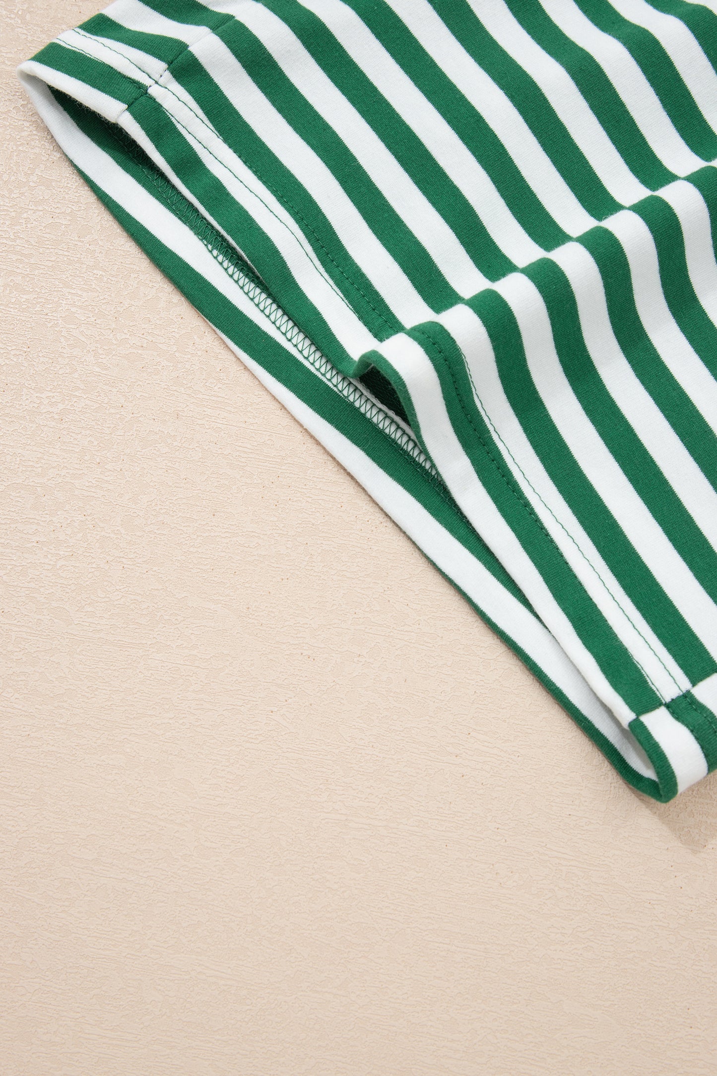 Green Stripe Drop Shoulder Boxy Casual Terry Short Set-Two Piece Sets/Short Sets-[Adult]-[Female]-2022 Online Blue Zone Planet