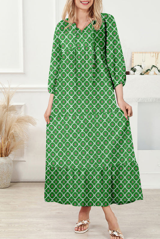 Multicolor Boho Printed Half Sleeve Maxi Dress-Dresses/Maxi Dresses-[Adult]-[Female]-Multicolor-S-2022 Online Blue Zone Planet