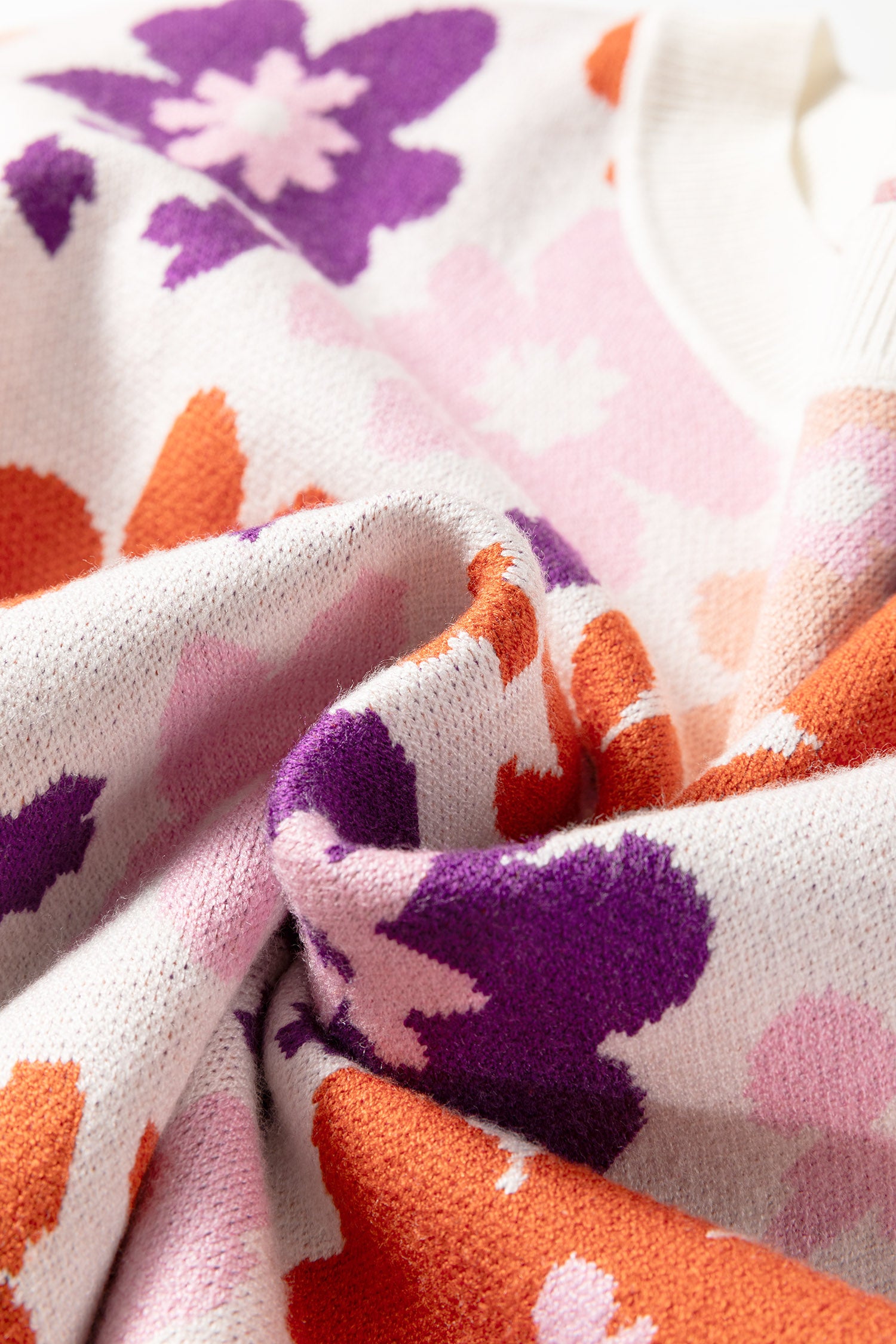 Khaki Fall Floral Pattern Drop Shoulder Sweater-TOPS / DRESSES-[Adult]-[Female]-2022 Online Blue Zone Planet