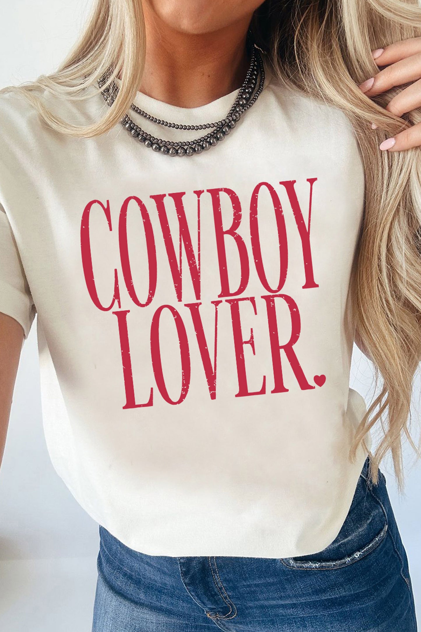 White Cowboy Lover Lettering Graphic Tee-Graphic/Graphic Tees-[Adult]-[Female]-2022 Online Blue Zone Planet