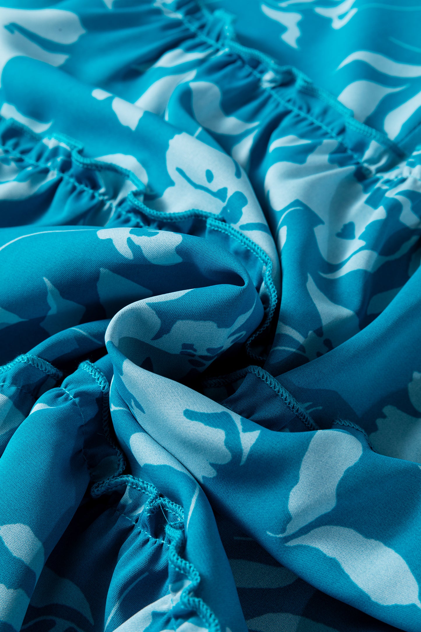 Blue Flower Half Sleeve Tiered Ruffled Mini Dress-TOPS / DRESSES-[Adult]-[Female]-2022 Online Blue Zone Planet