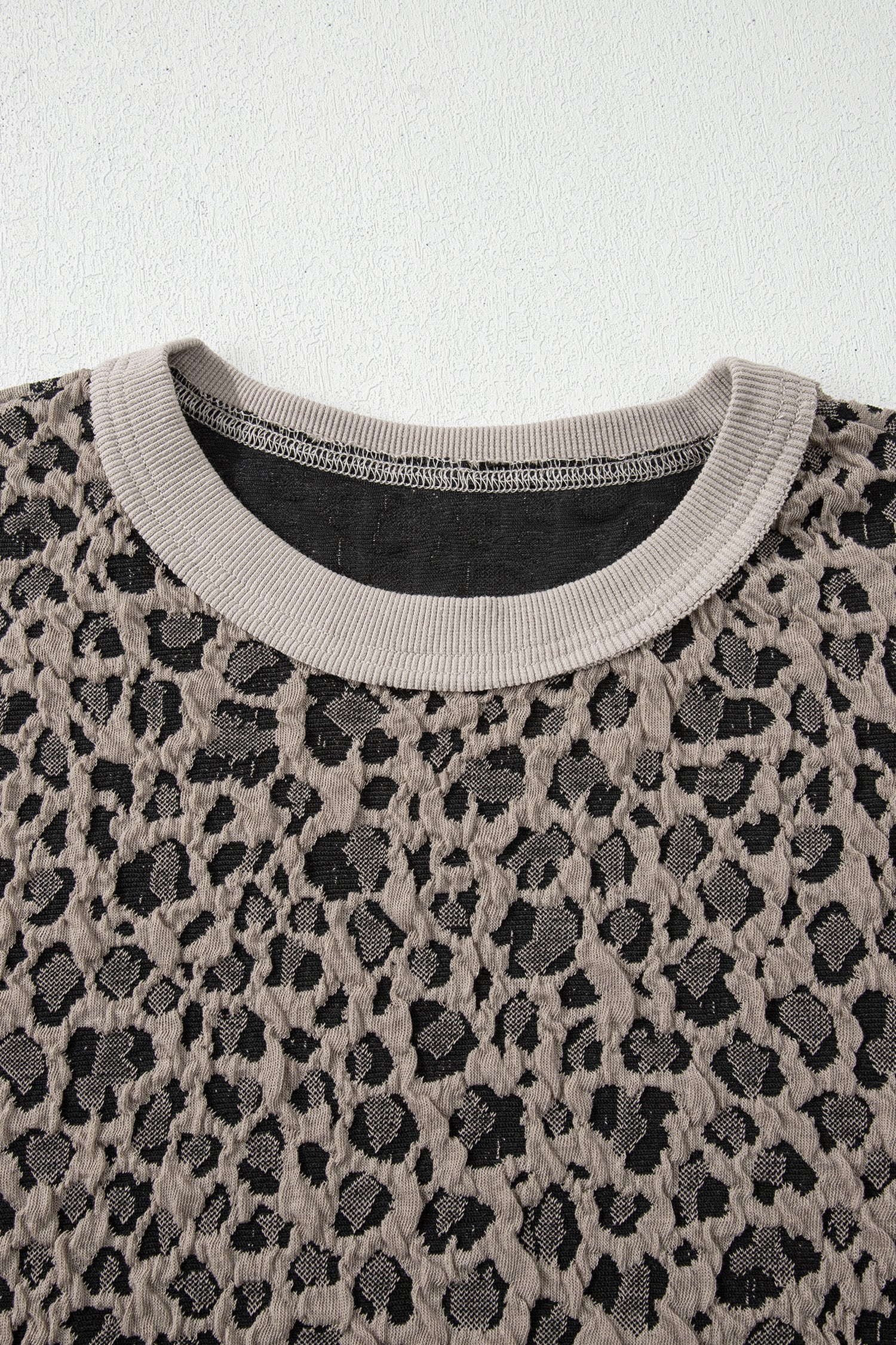 Khaki Jacquard Leopard Half Sleeve Jumper Wide Leg Pant Set-Two Piece Sets/Pant Sets-[Adult]-[Female]-2022 Online Blue Zone Planet