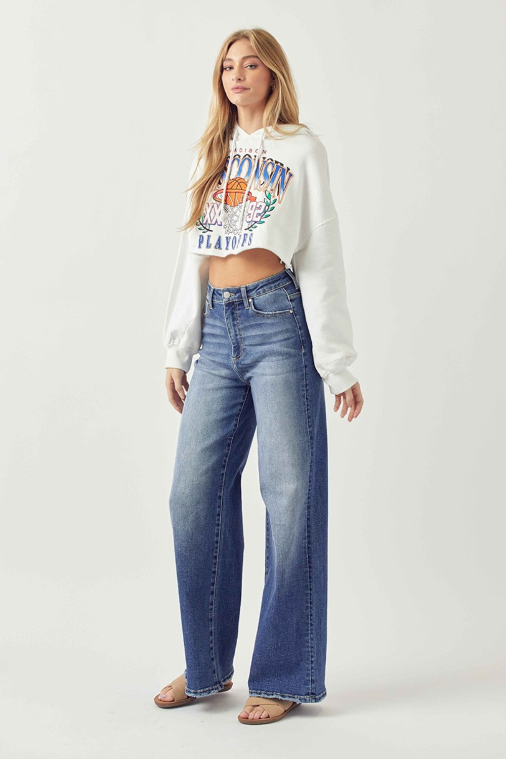 Risen Full Size High Rise Wide Leg Jeans-BOTTOMS SIZES SMALL MEDIUM LARGE-[Adult]-[Female]-2022 Online Blue Zone Planet