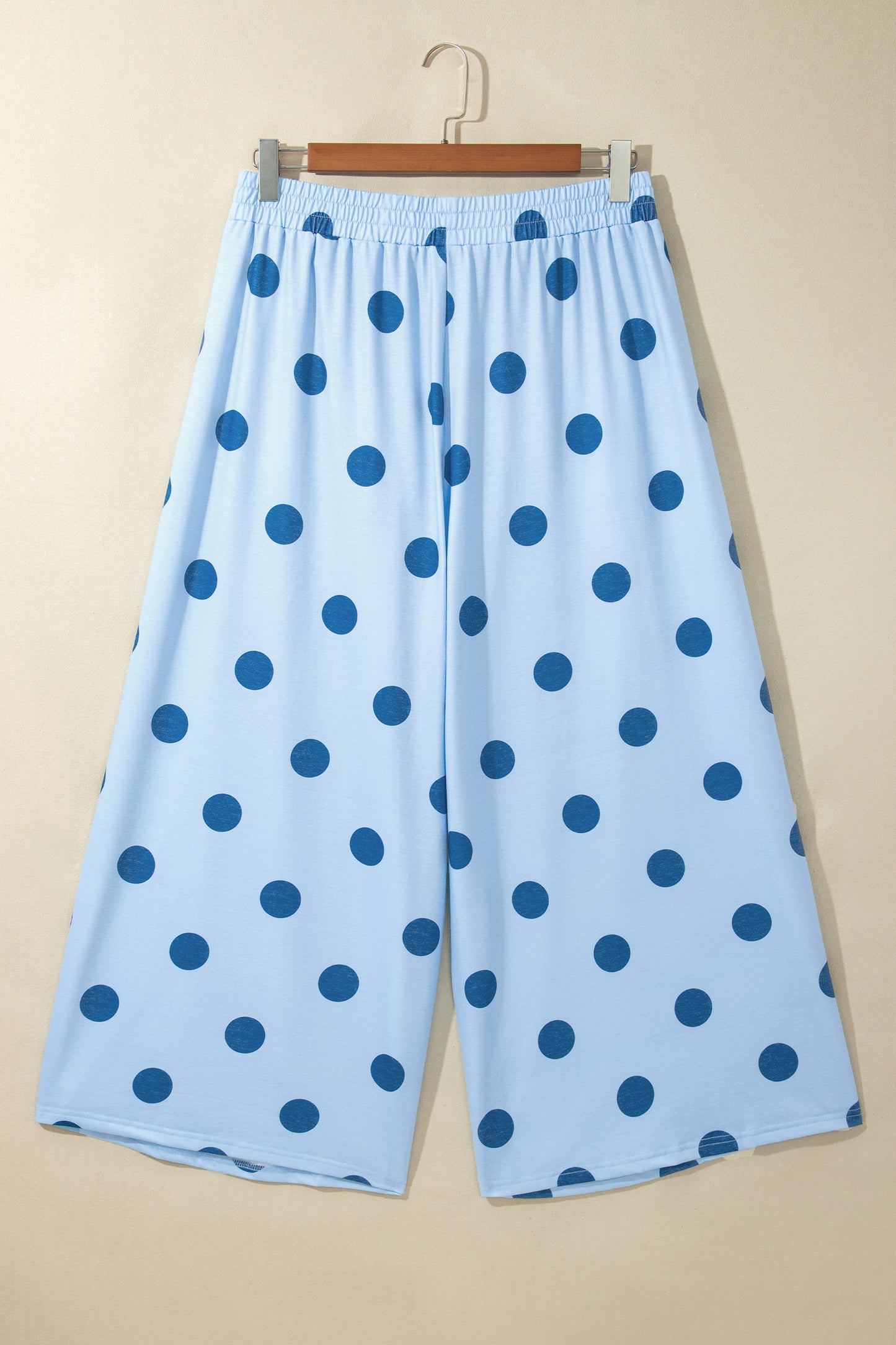 Khaki Polka Dot Elastic Waist Wide Leg Plus Size Pants-Plus Size/Plus Size Bottoms-[Adult]-[Female]-2022 Online Blue Zone Planet