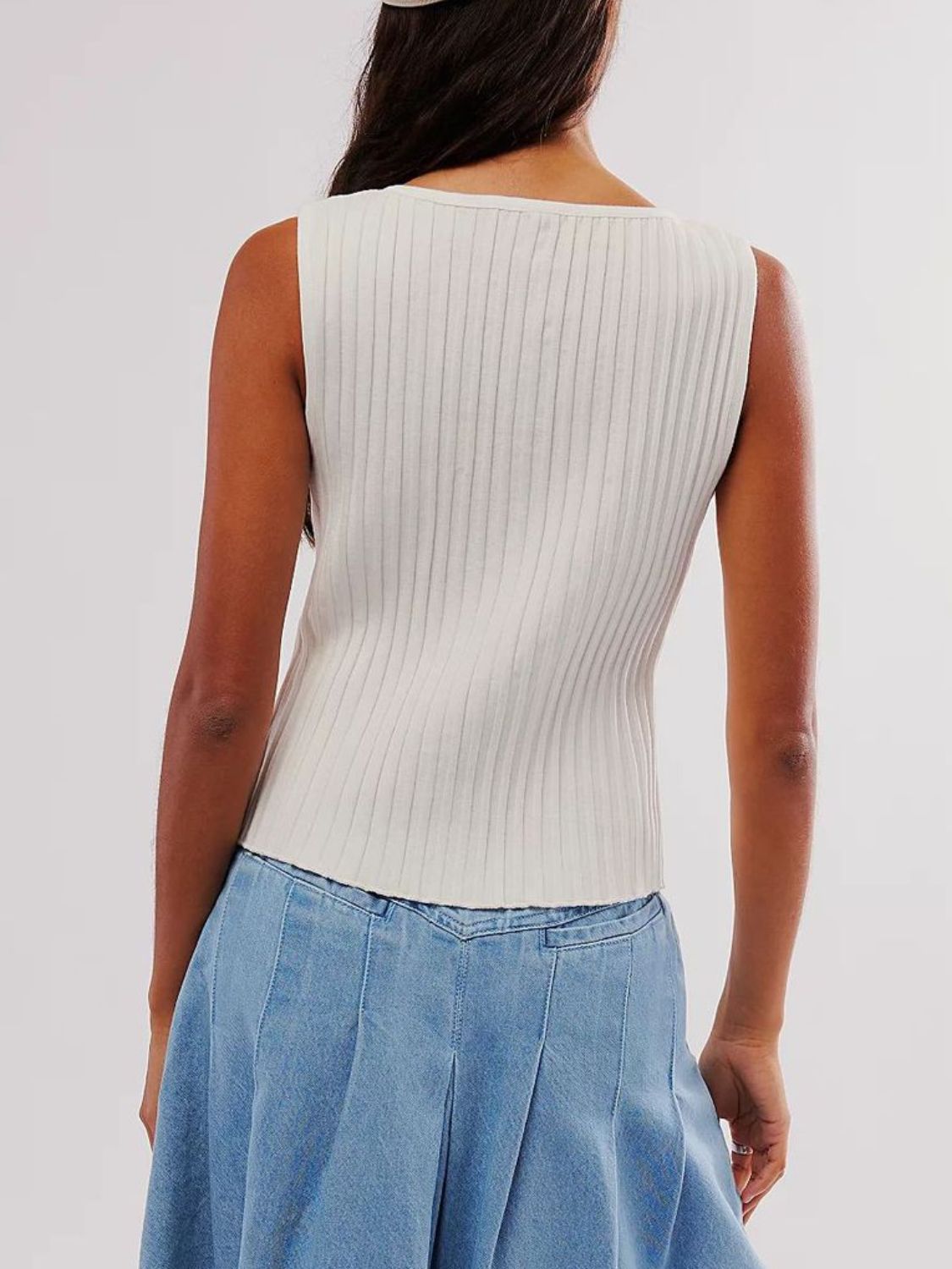 Button Down Round Neck Sweater Vest-TOPS / DRESSES-[Adult]-[Female]-2022 Online Blue Zone Planet