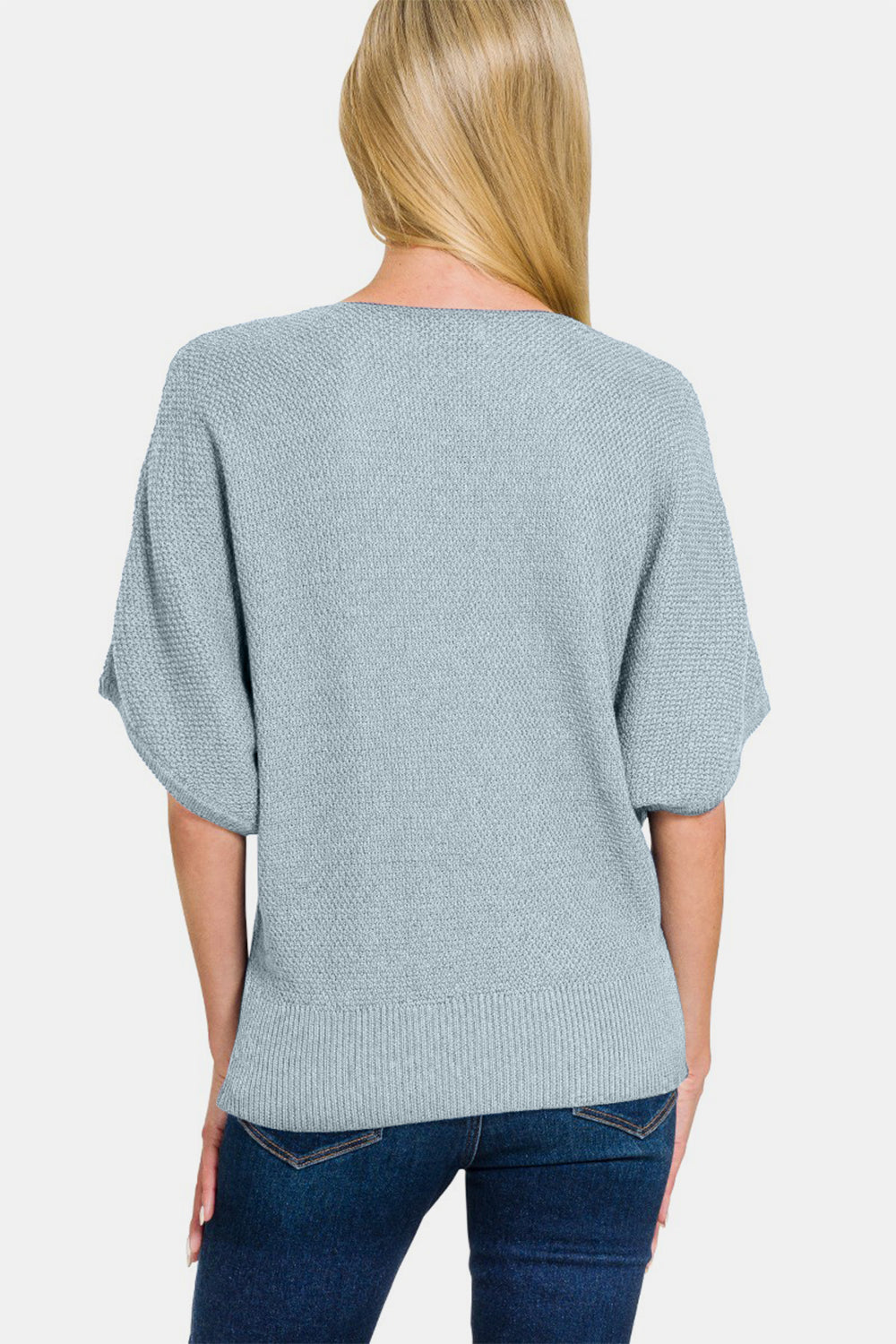 Zenana V-Neck Short Sleeve Dolman Sweater-TOPS / DRESSES-[Adult]-[Female]-2022 Online Blue Zone Planet