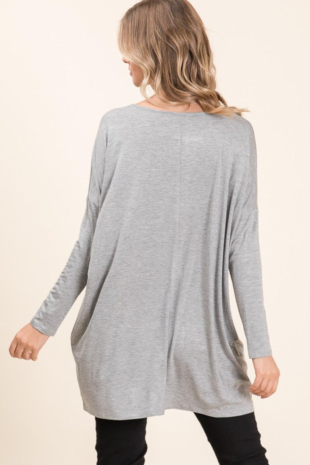 BOMBOM Round Neck Long Sleeve Oversized Top-TOPS / DRESSES-[Adult]-[Female]-2022 Online Blue Zone Planet