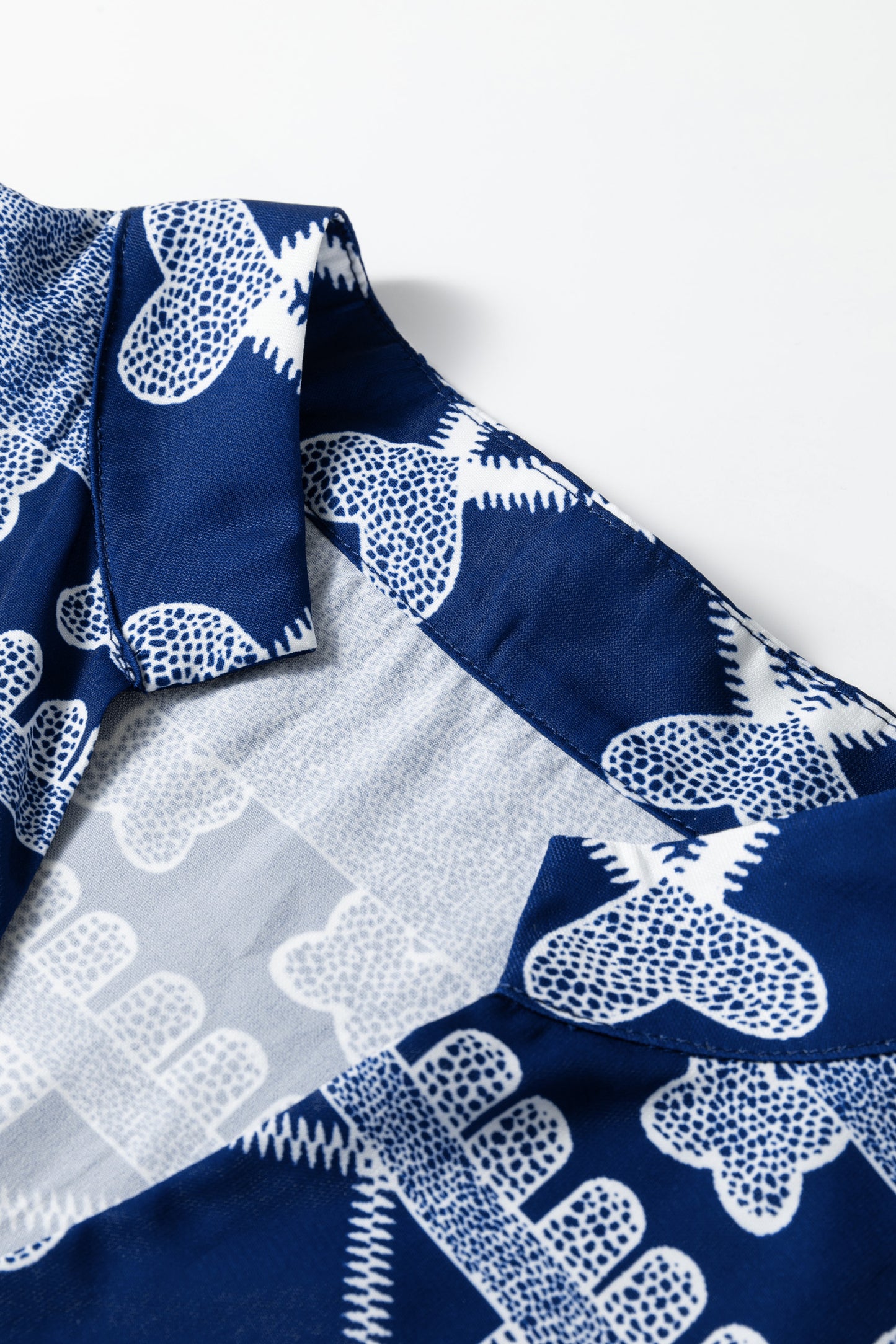 Blue Plus Size Floral Printed Notched Neck Long Sleeve Blouse-Plus Size/Plus Size Tops/Plus Size Blouses & Shirts-[Adult]-[Female]-2022 Online Blue Zone Planet