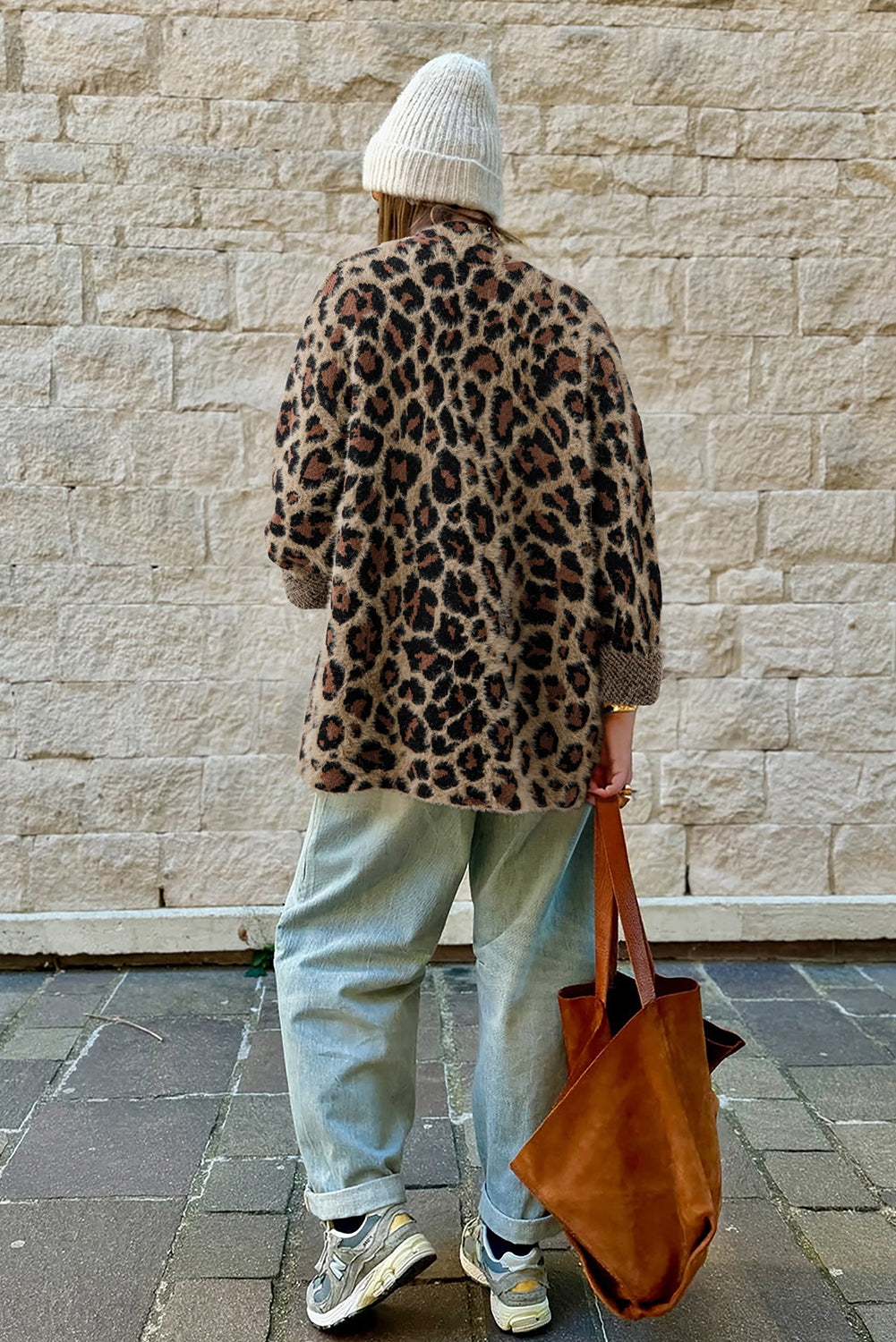 Brown Leopard Open Casual Cardigan-Sweaters & Cardigans/Cardigans-[Adult]-[Female]-2022 Online Blue Zone Planet