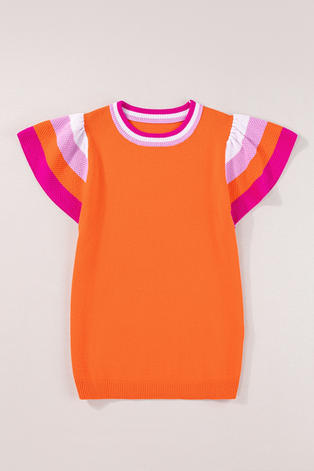 Color Block Round Neck Knit Top-TOPS / DRESSES-[Adult]-[Female]-2022 Online Blue Zone Planet