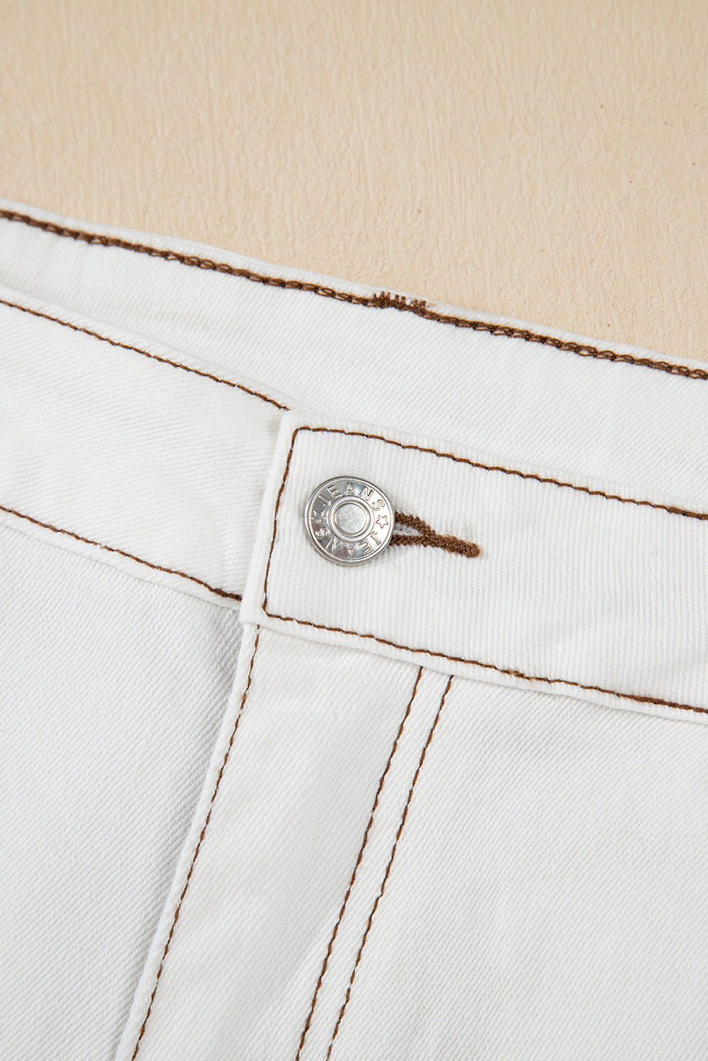 White Raw Hem High Waist Denim Shorts-Bottoms/Denim Shorts-[Adult]-[Female]-2022 Online Blue Zone Planet