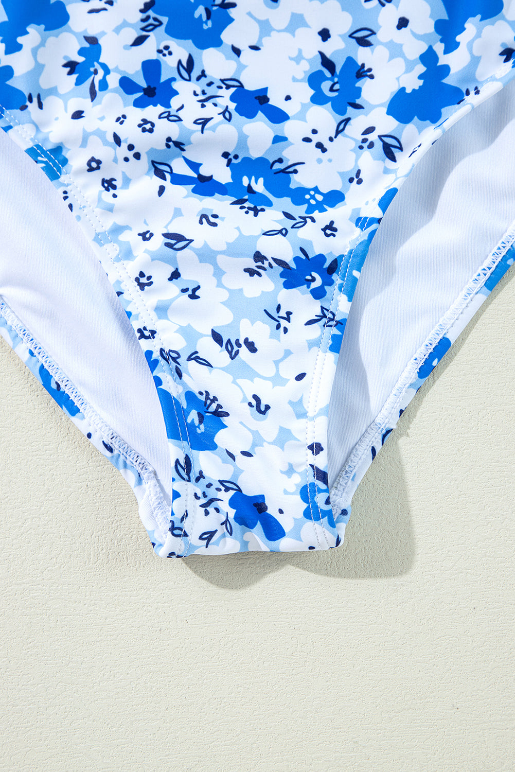 Blue Floral Ruffled Strap Lace-Up Hollow Out One Piece Swimsuit-Swimwear/One Piece Swimsuit-[Adult]-[Female]-2022 Online Blue Zone Planet