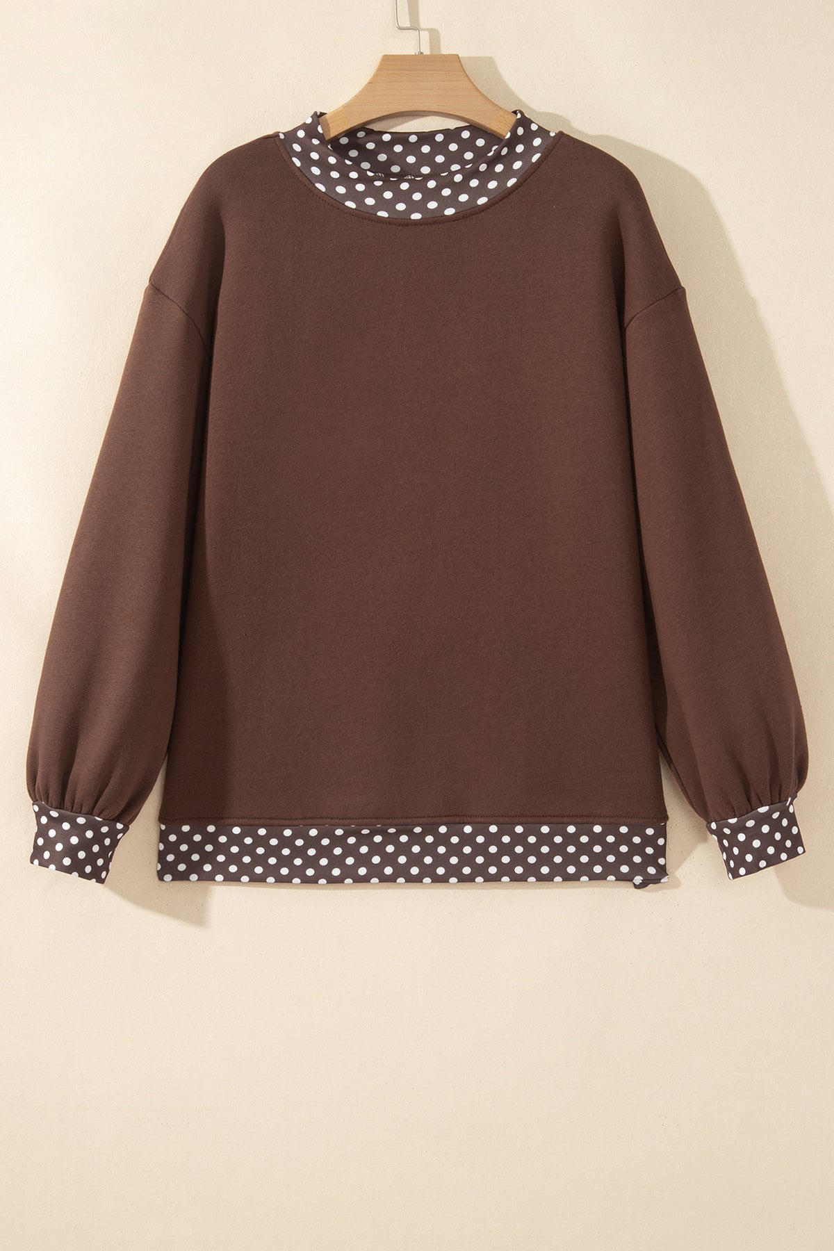 Dirty blue Colorblock Polka Dot Contrast Trim Oversized Sweatshirt-Tops/Sweatshirts & Hoodies-[Adult]-[Female]-2022 Online Blue Zone Planet