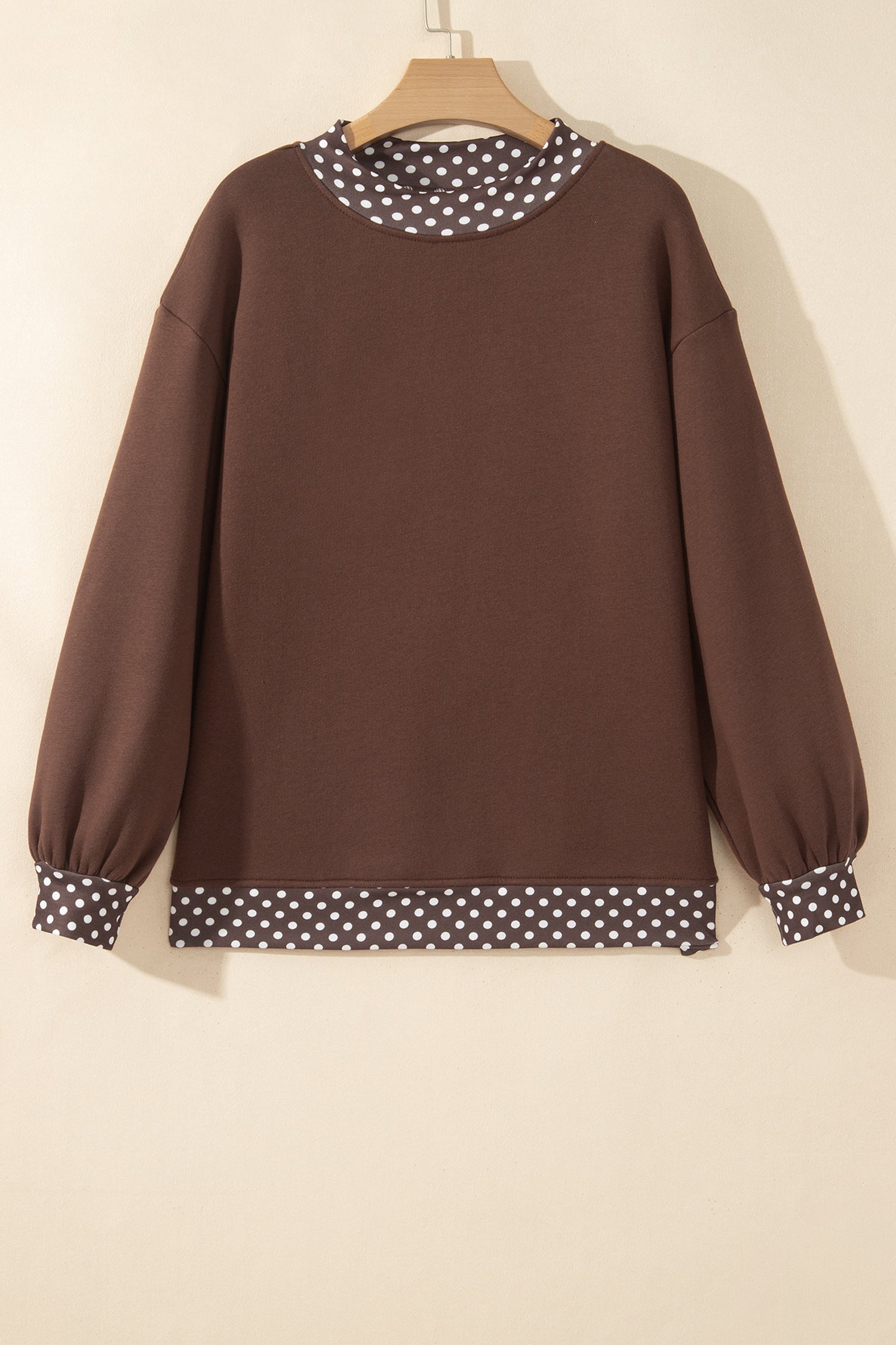 Dirty blue Colorblock Polka Dot Contrast Trim Oversized Sweatshirt-Tops/Sweatshirts & Hoodies-[Adult]-[Female]-2022 Online Blue Zone Planet