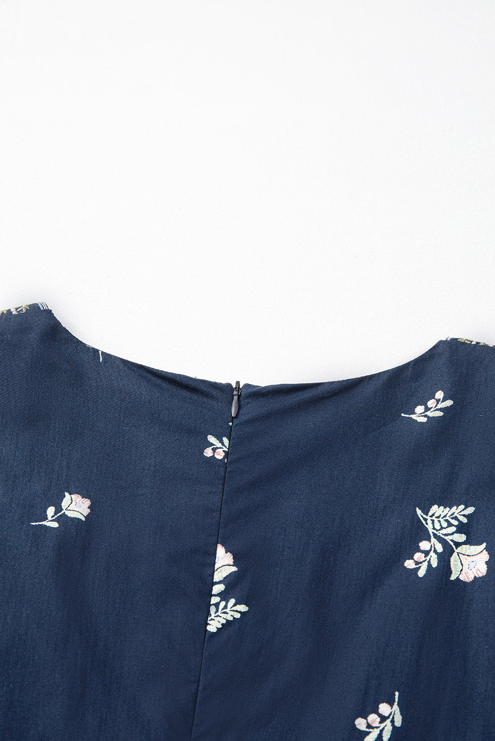Blue Floral Embroidered Square Neck Puff Sleeve Ruffled Mini Dress-Dresses/Mini Dresses-[Adult]-[Female]-2022 Online Blue Zone Planet