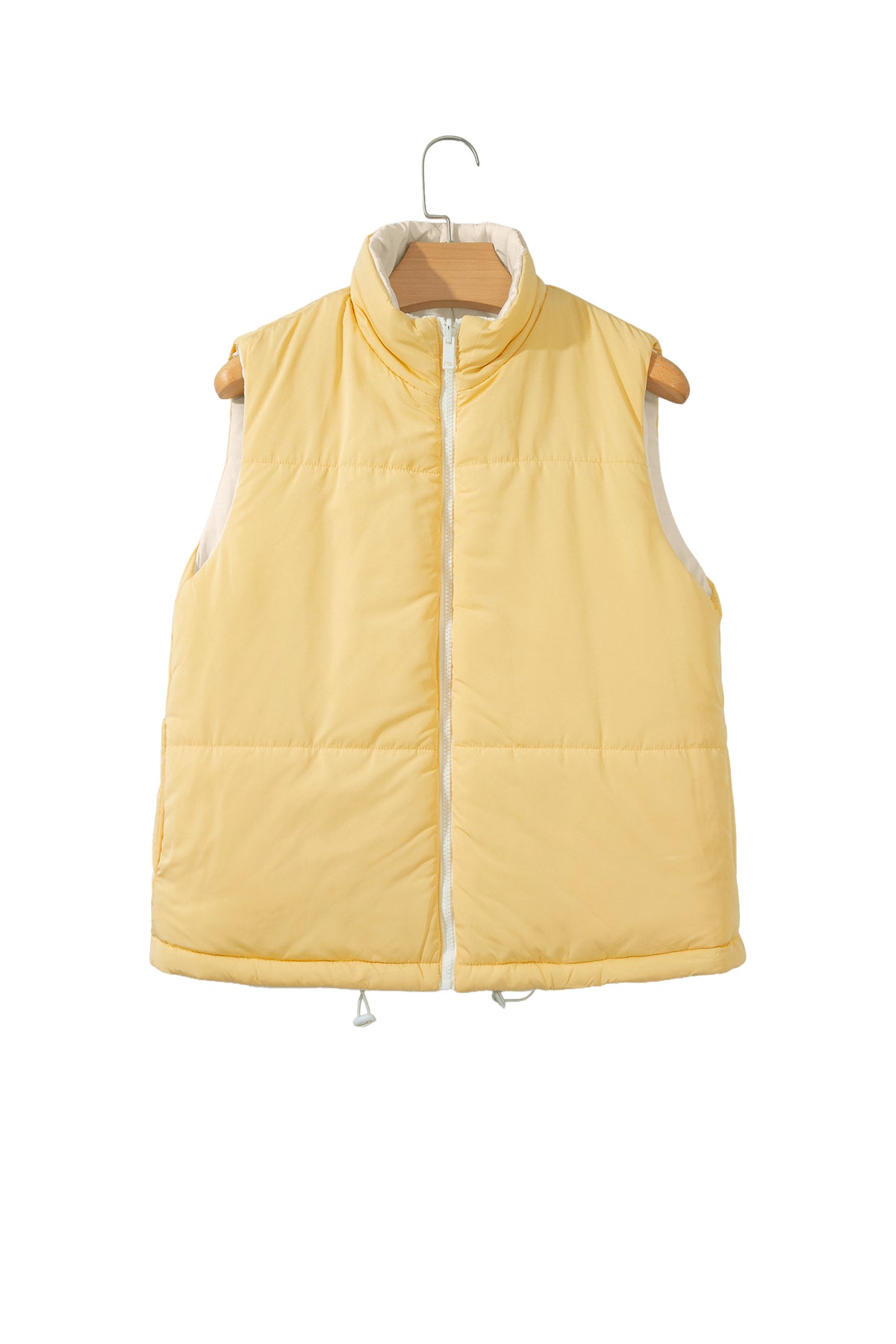 Parchment Reversible Double Wear Contrast Color Stand Neck Zip Pocket Quilted Vest-Outerwear/Vests-[Adult]-[Female]-2022 Online Blue Zone Planet