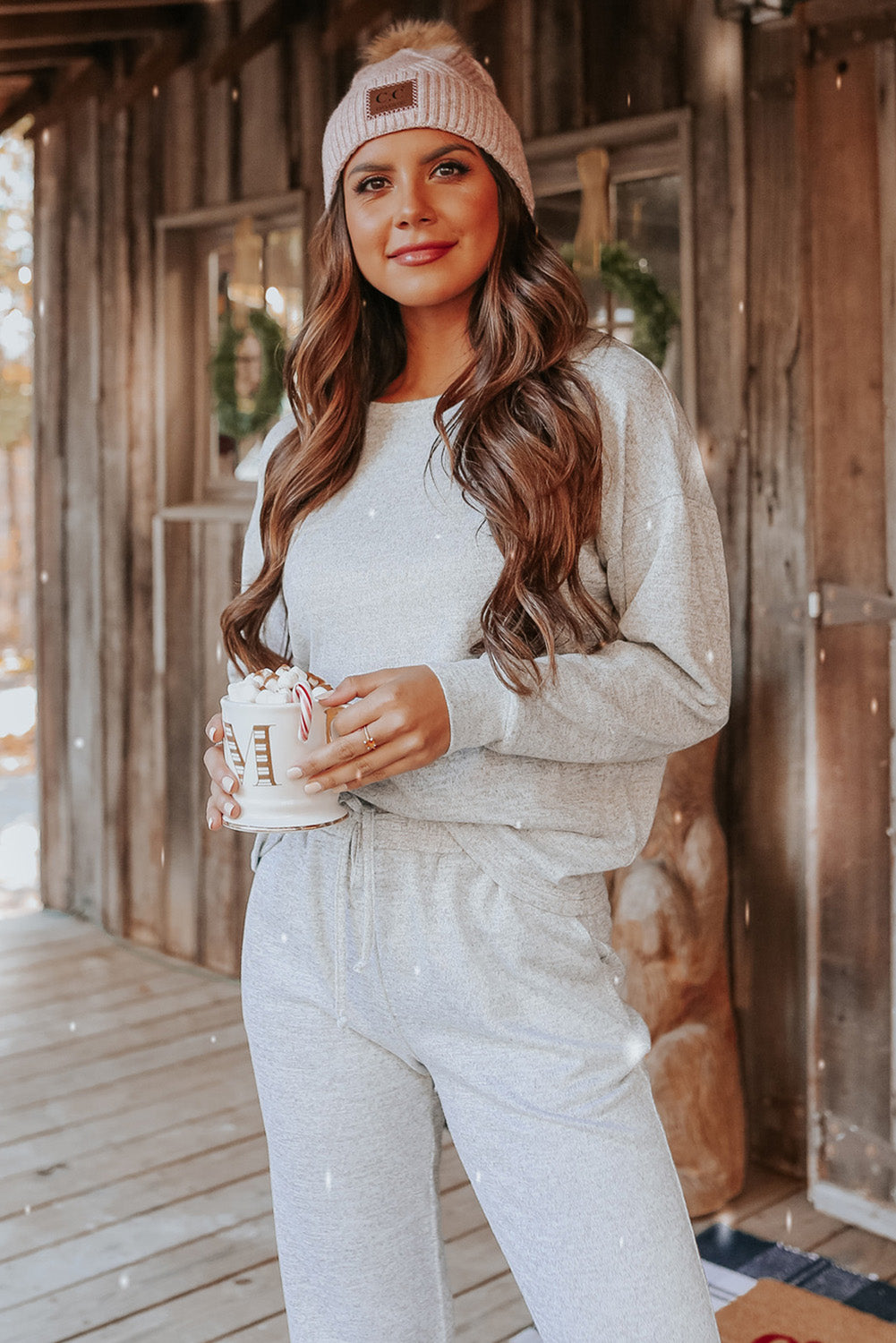 Spinach Green Long Sleeve Pullover and Jogger Pants Lounge Set-Loungewear & Sleepwear/Loungewear-[Adult]-[Female]-2022 Online Blue Zone Planet