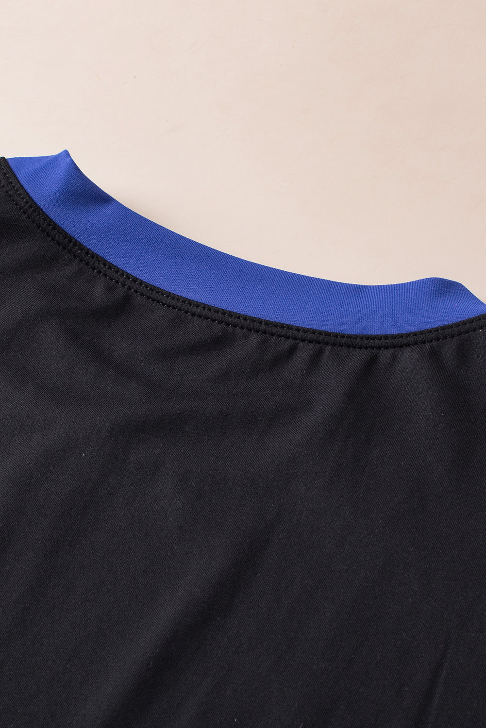 Blue Contrast Trim Cap Sleeve Tee Shorts Set-Two Piece Sets/Short Sets-[Adult]-[Female]-2022 Online Blue Zone Planet