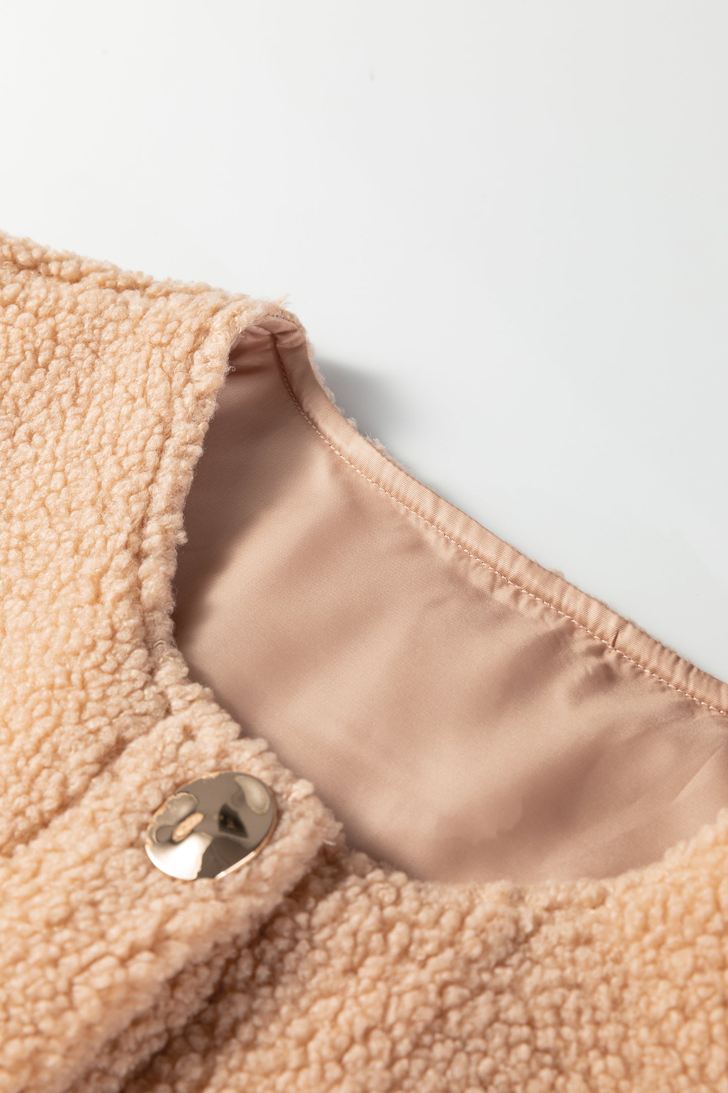 Light French Beige Big Button Accent Fuzzy Pocket Vest-TOPS / DRESSES-[Adult]-[Female]-2022 Online Blue Zone Planet
