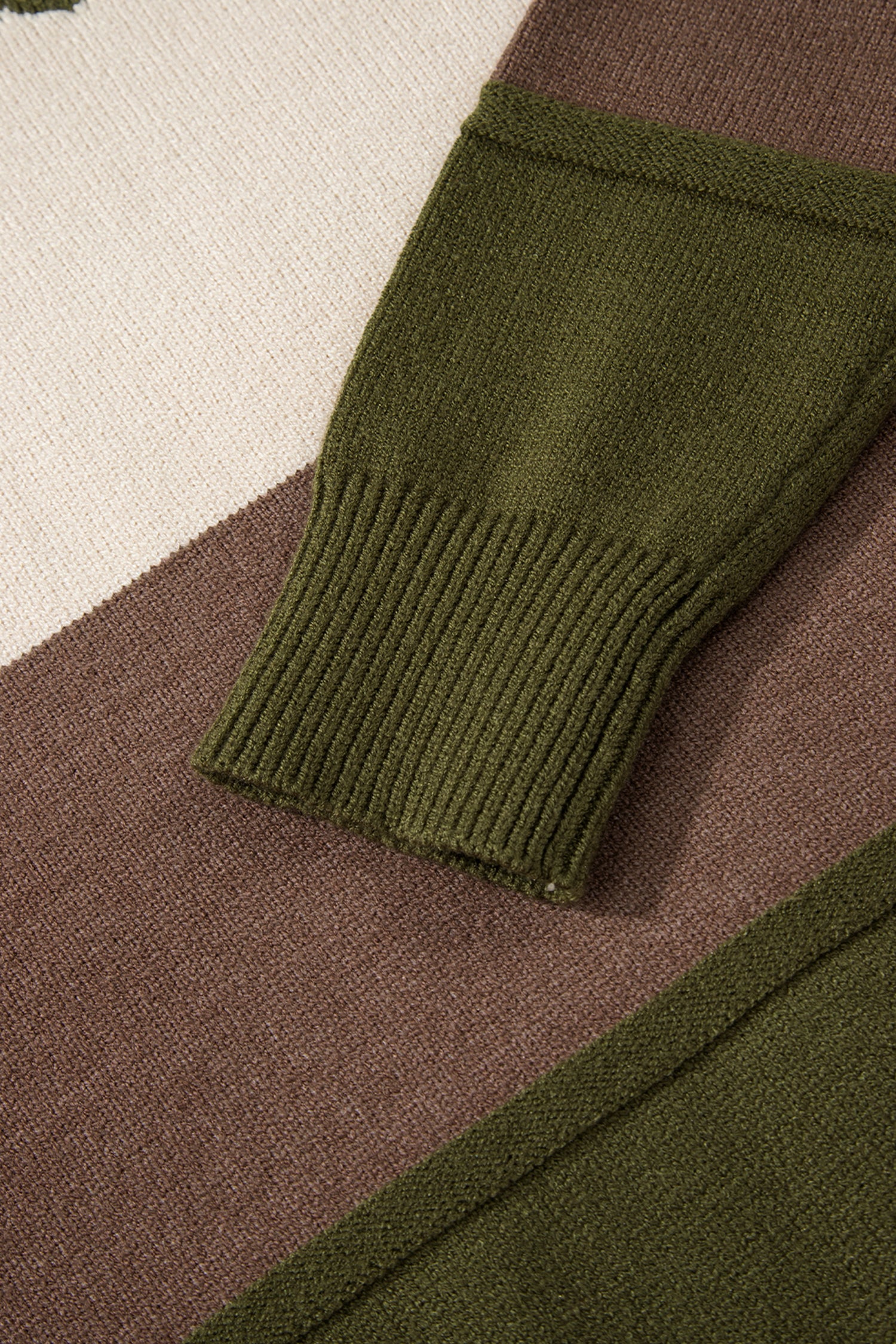 Brown Colorblock Crew Neck Drop Shoulder Sweater-TOPS / DRESSES-[Adult]-[Female]-2022 Online Blue Zone Planet