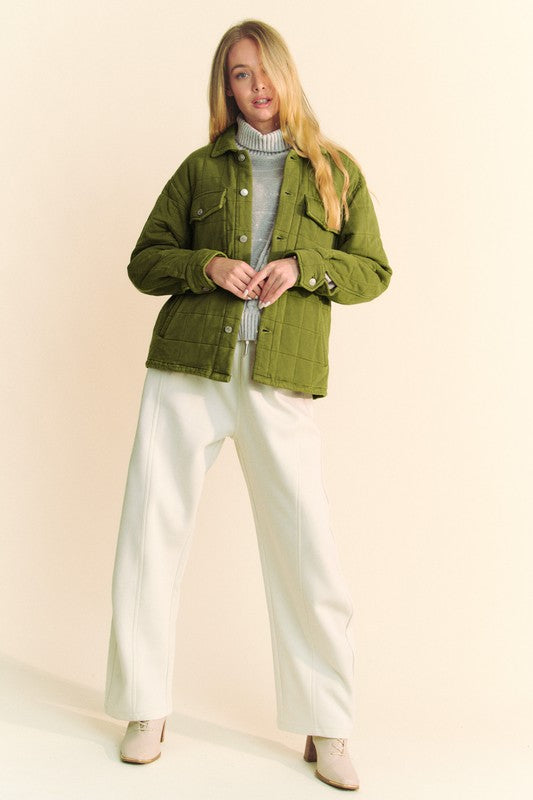 Davi & Dani Quilted Button Down Shacket with Chest Pockets-TOPS / DRESSES-[Adult]-[Female]-2022 Online Blue Zone Planet