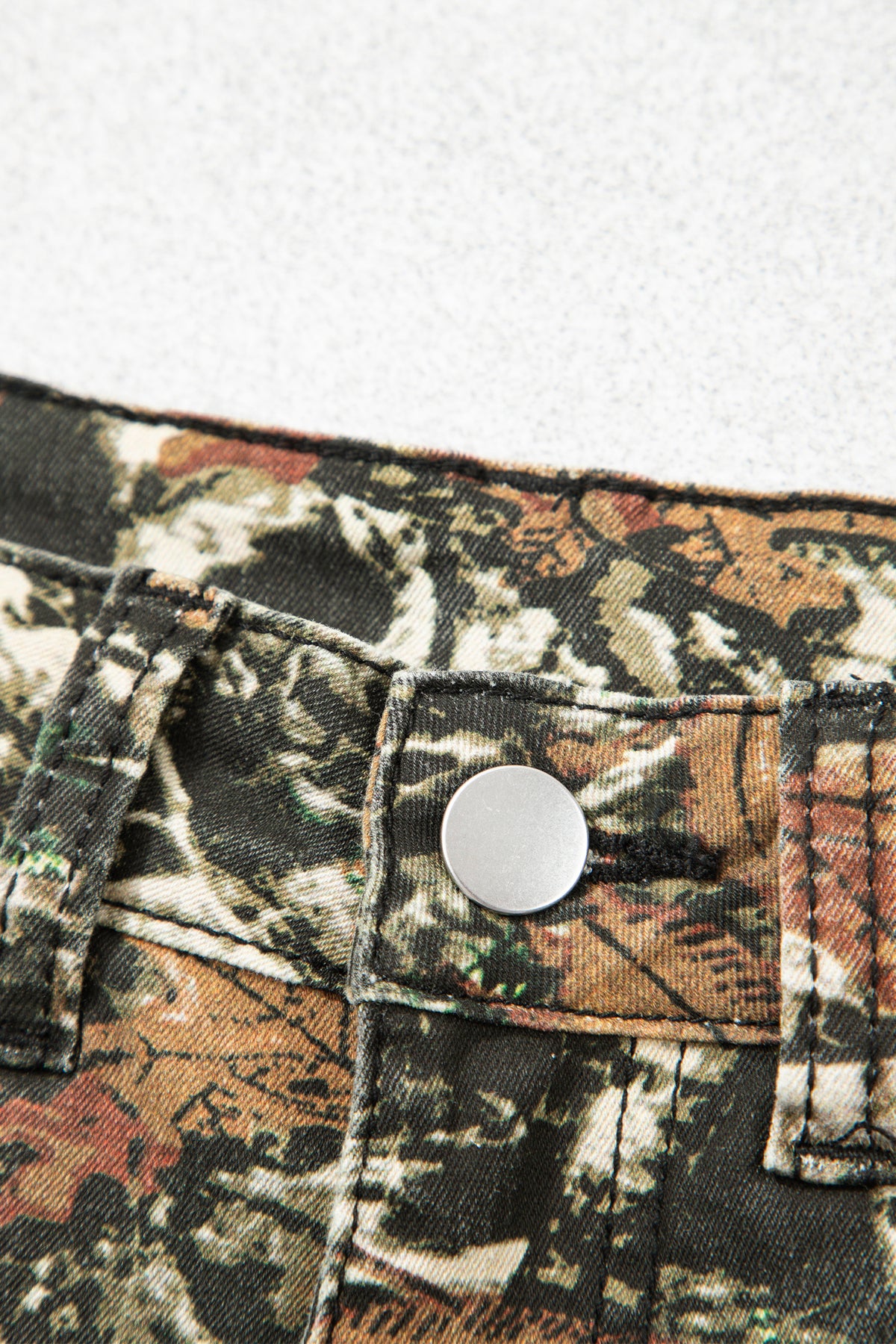 Multicolour Western Woodland Camouflage Straight Leg Shift Jeans-Bottoms/Jeans-[Adult]-[Female]-2022 Online Blue Zone Planet