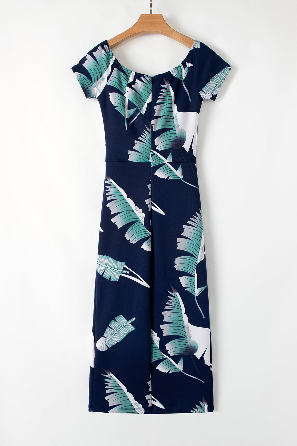 Blue Zone Planet | Black Pattern Print Off Shoulder Slit Bodycon Midi Dress-TOPS / DRESSES-[Adult]-[Female]-2022 Online Blue Zone Planet