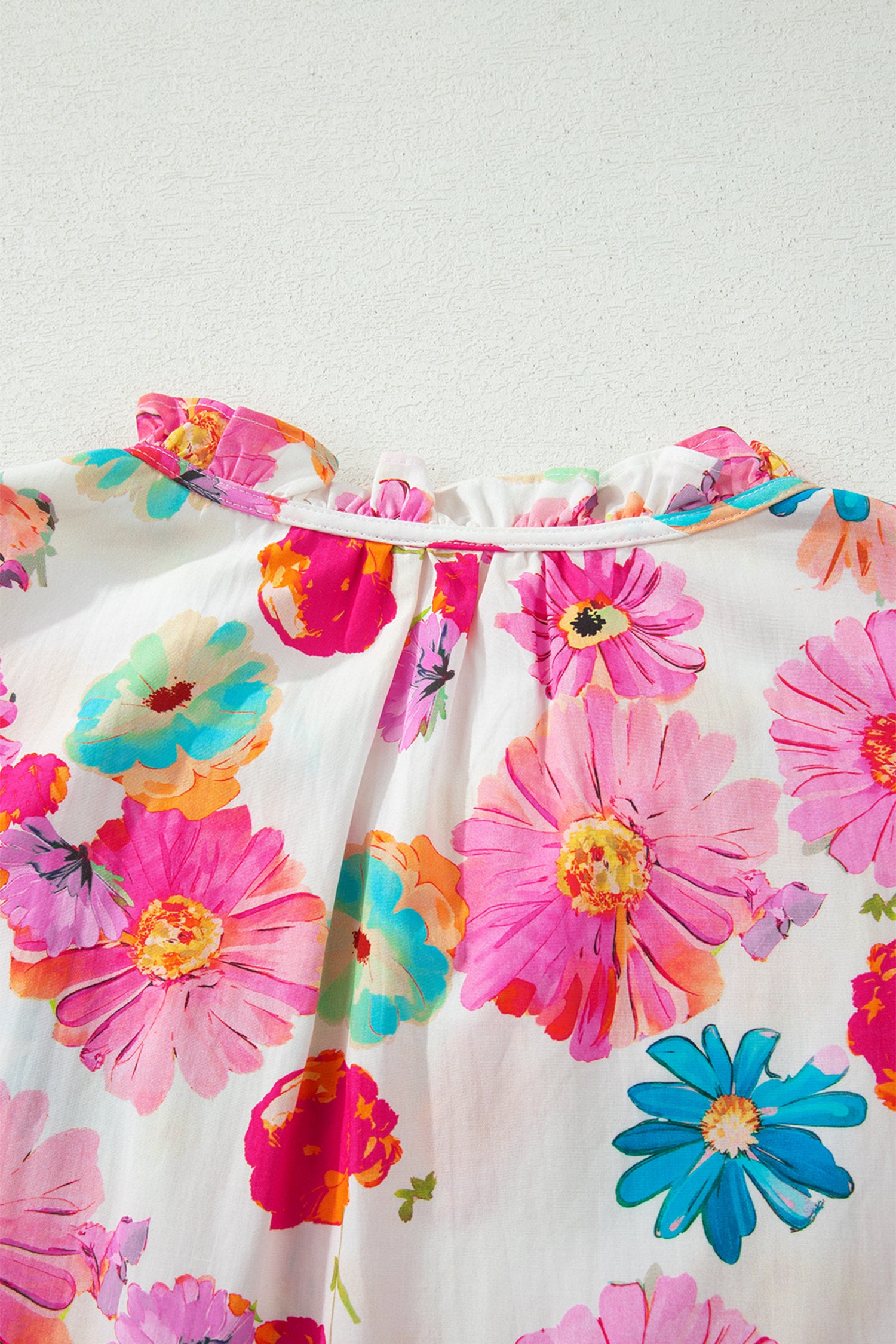 Pink Plus Size Floral Print Ruched Short Sleeve Blouse-Plus Size/Plus Size Tops/Plus Size Blouses & Shirts-[Adult]-[Female]-2022 Online Blue Zone Planet