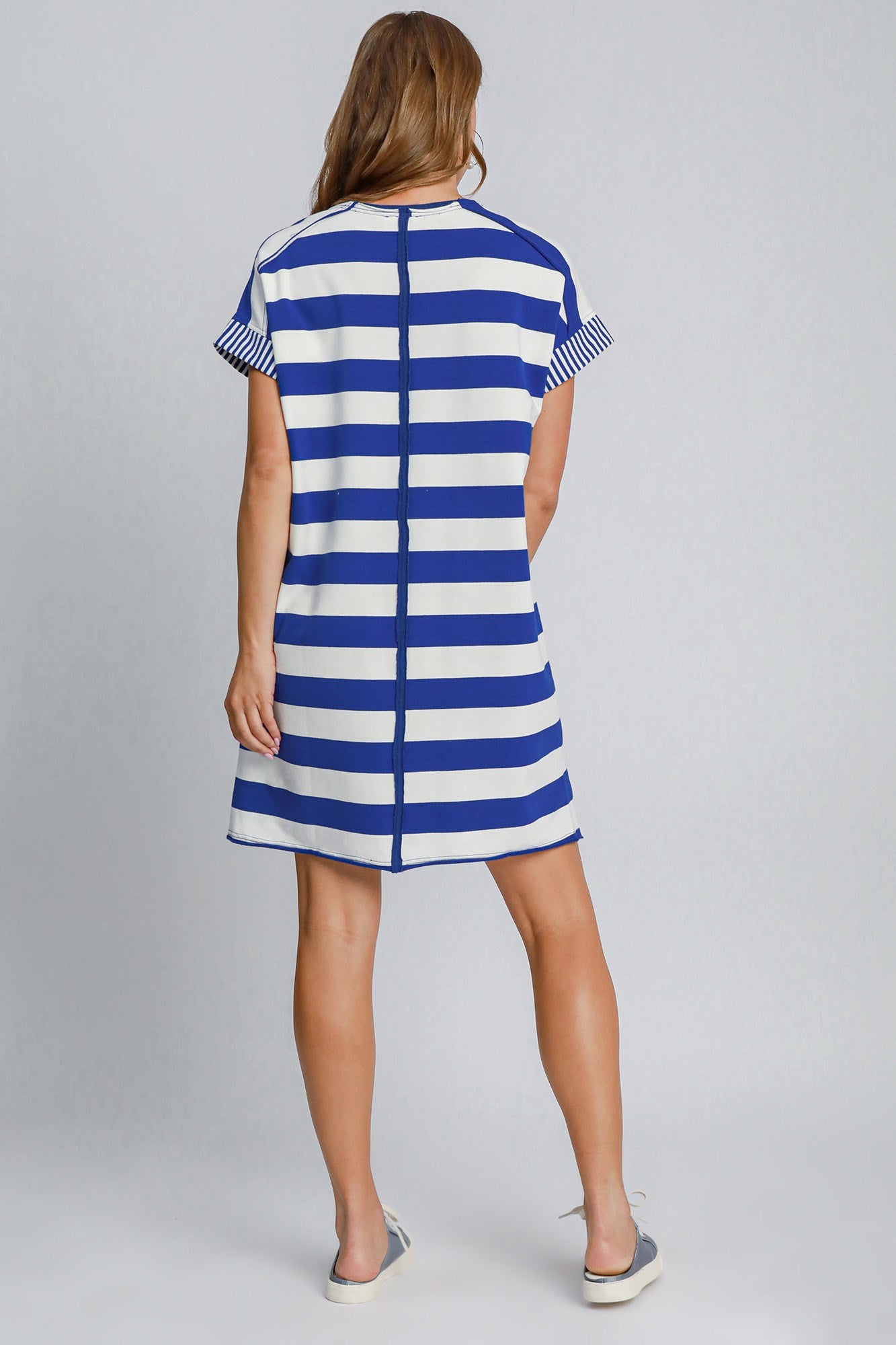Umgee Peace Applique Striped Short Sleeve Mini Dress-TOPS / DRESSES-[Adult]-[Female]-2022 Online Blue Zone Planet