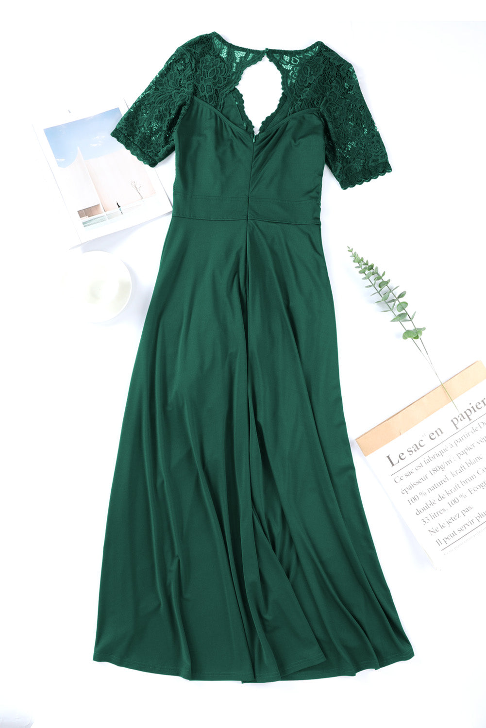 Lace Cutout V-Neck Short Sleeve Dress-TOPS / DRESSES-[Adult]-[Female]-2022 Online Blue Zone Planet