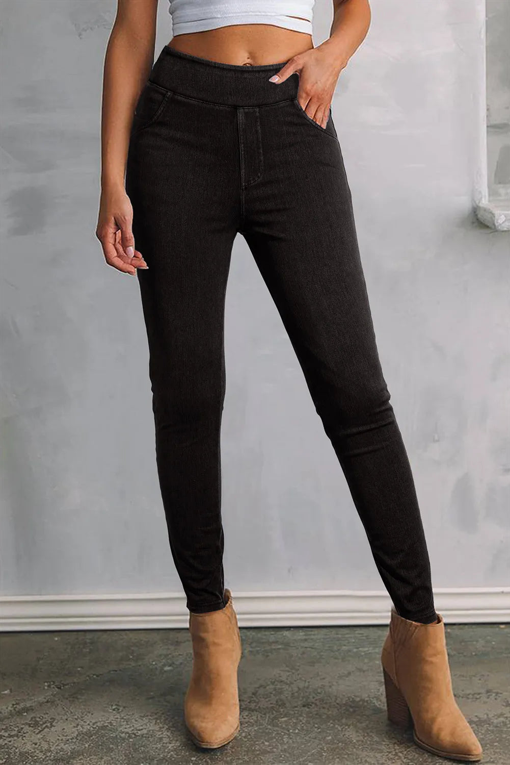 Skinny Jeans with Pockets-[Adult]-[Female]-Dark-S-2022 Online Blue Zone Planet