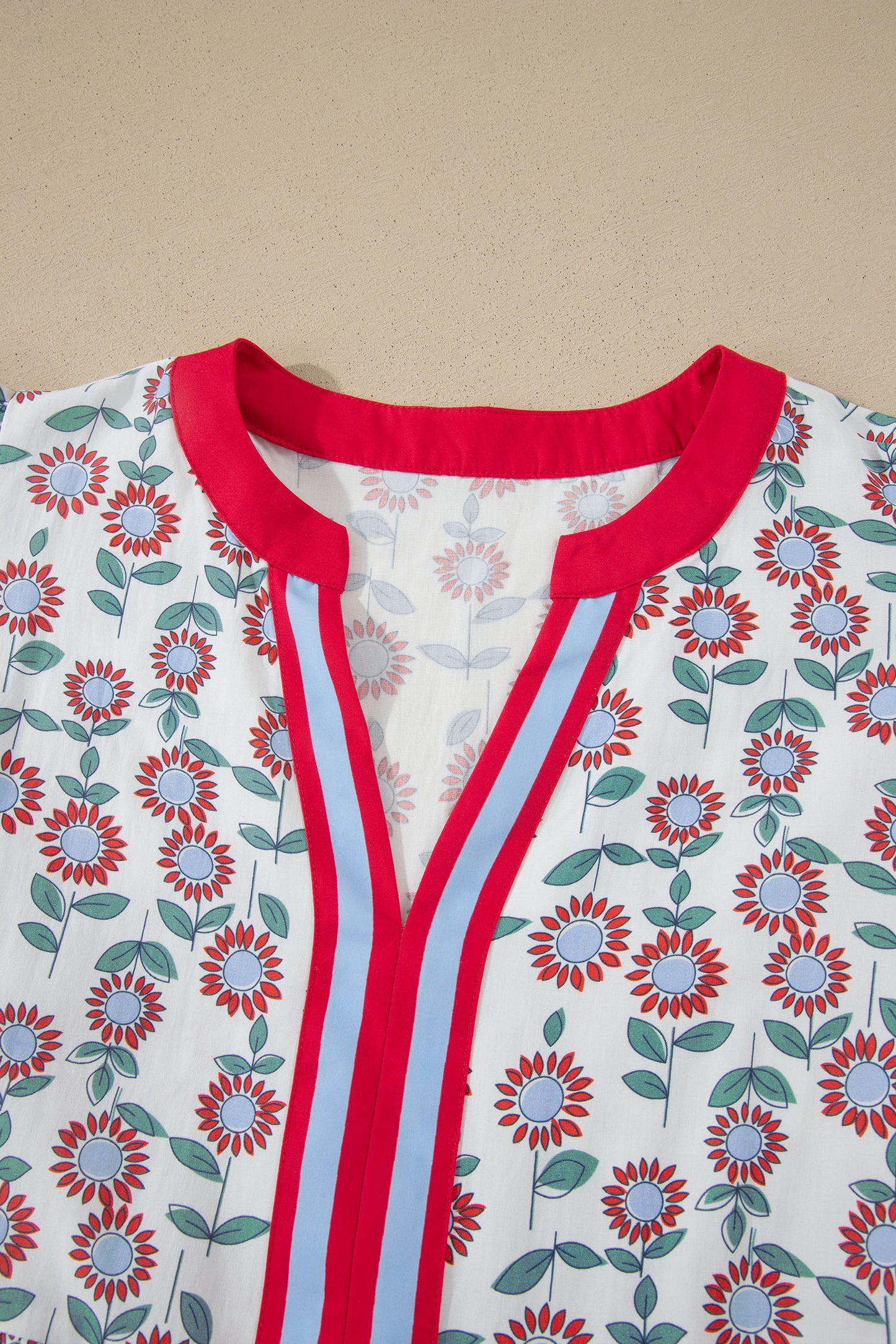 Sky Blue Floral Print Contrast Trim Flutter Sleeve Mini Dress-TOPS / DRESSES-[Adult]-[Female]-2022 Online Blue Zone Planet