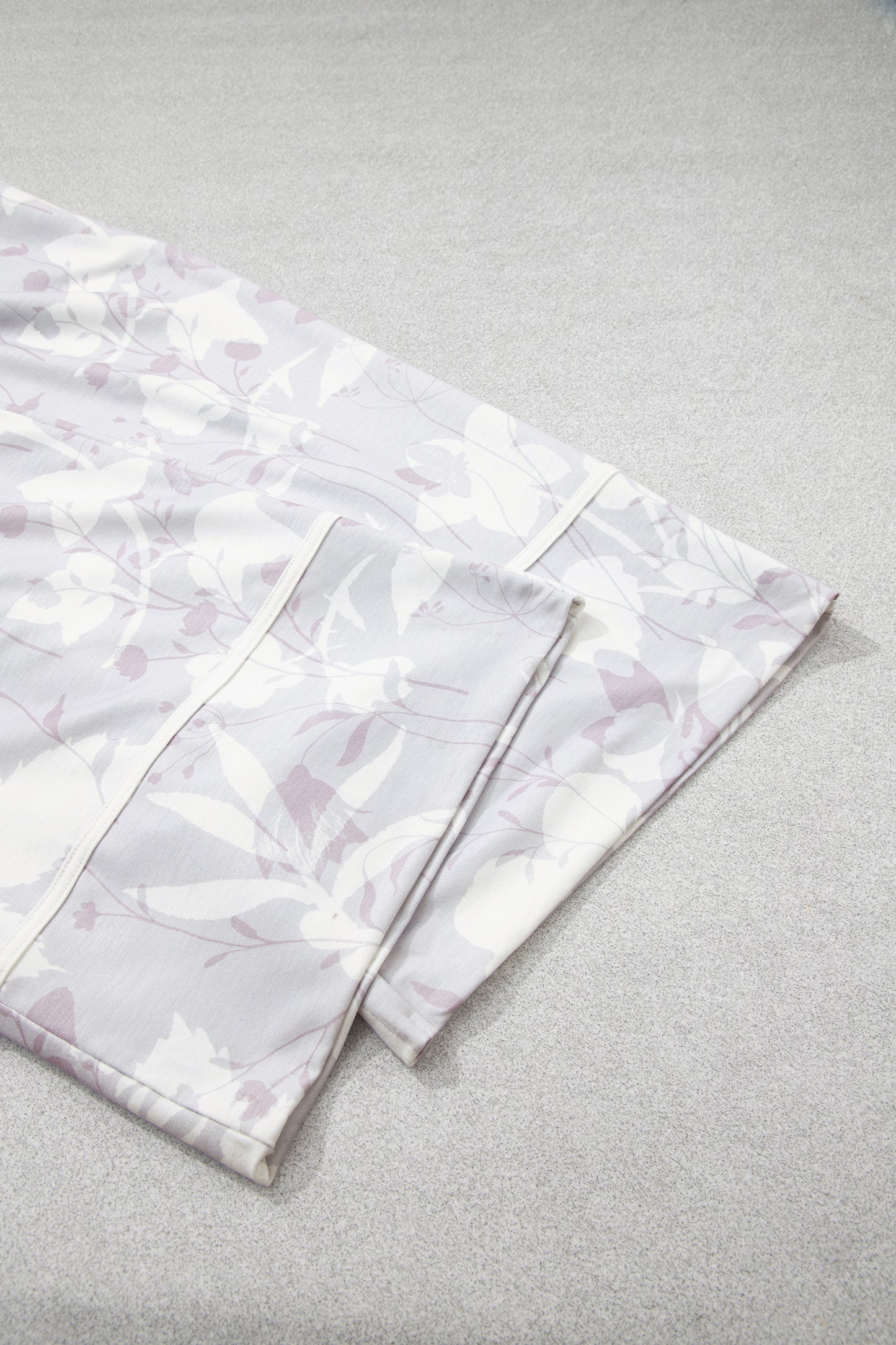 Gray Floral Print Wide Leg Ankle-Length Elastic Waistband Pants-Bottoms/Pants & Culotte-[Adult]-[Female]-2022 Online Blue Zone Planet