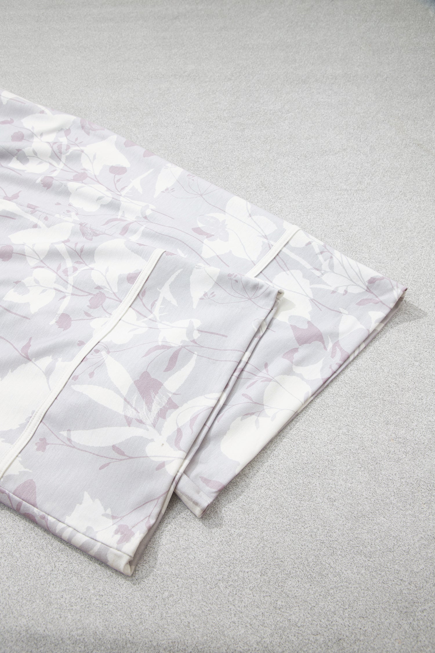 Gray Floral Print Wide Leg Ankle-Length Elastic Waistband Pants-Bottoms/Pants & Culotte-[Adult]-[Female]-2022 Online Blue Zone Planet