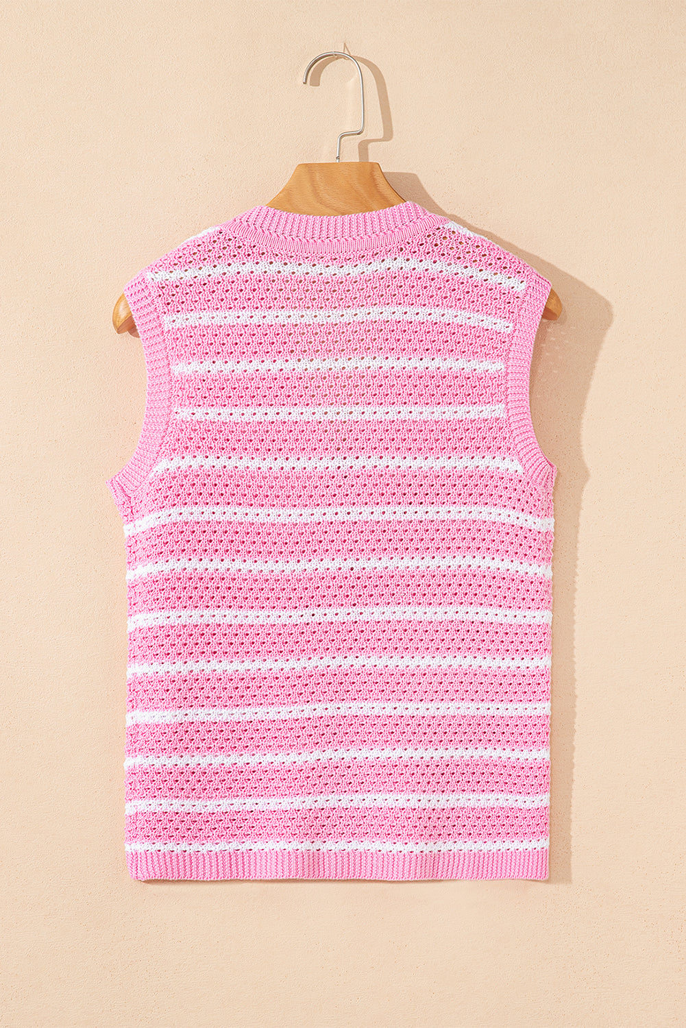 Sky Blue Stripe V Neck Gold Buttons Elegant Sweater Vest-TOPS / DRESSES-[Adult]-[Female]-2022 Online Blue Zone Planet