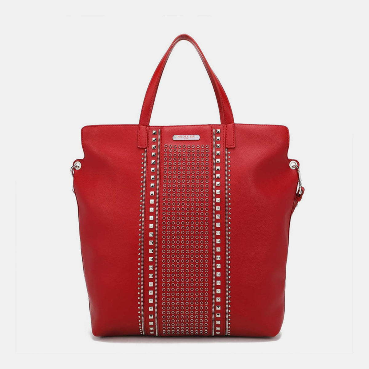 Blue Zone Planet | Nicole Lee USA Studded Large Tote Bag-TOPS / DRESSES-[Adult]-[Female]-Red-One Size-2022 Online Blue Zone Planet