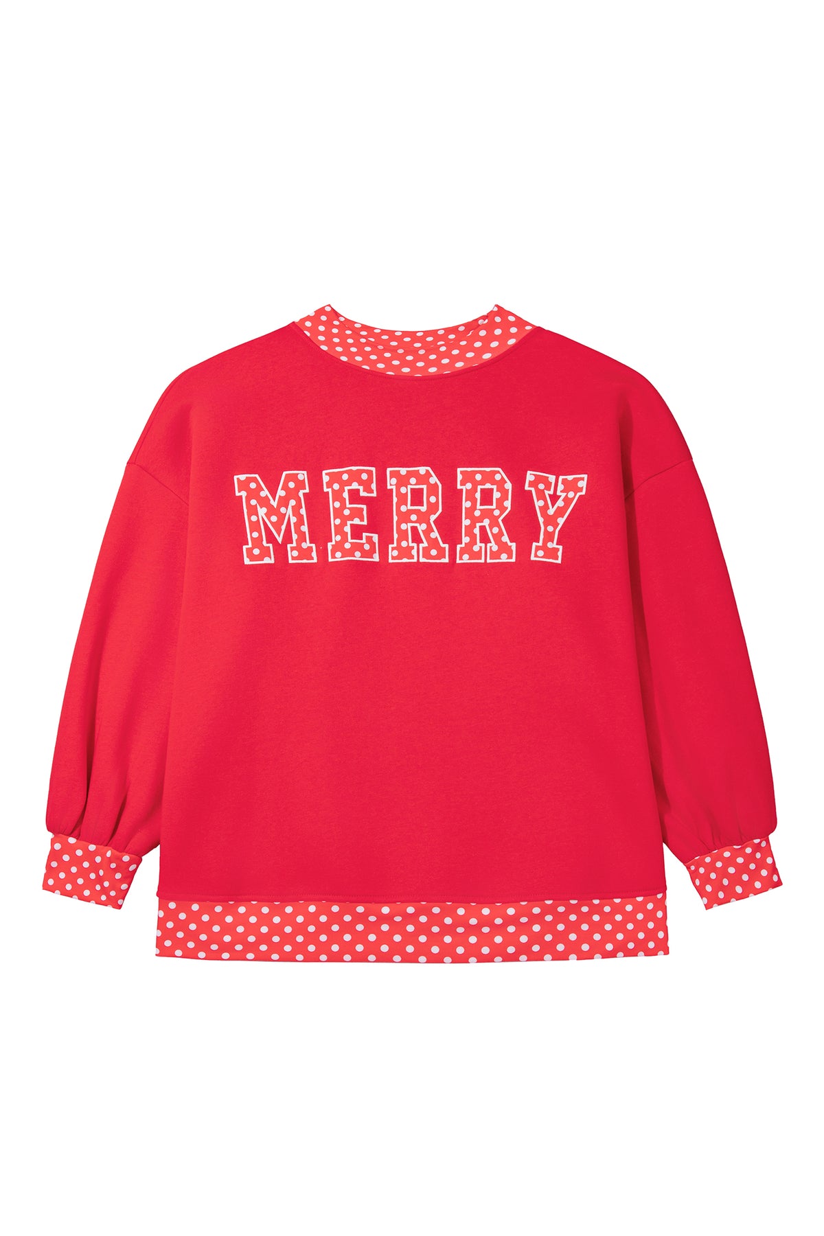 Fiery Red Casual Polka Dot Patchwork Letter Graphic Plus Size Sweatshirt-Plus Size/Plus Size Sweatshirts & Hoodies-[Adult]-[Female]-2022 Online Blue Zone Planet