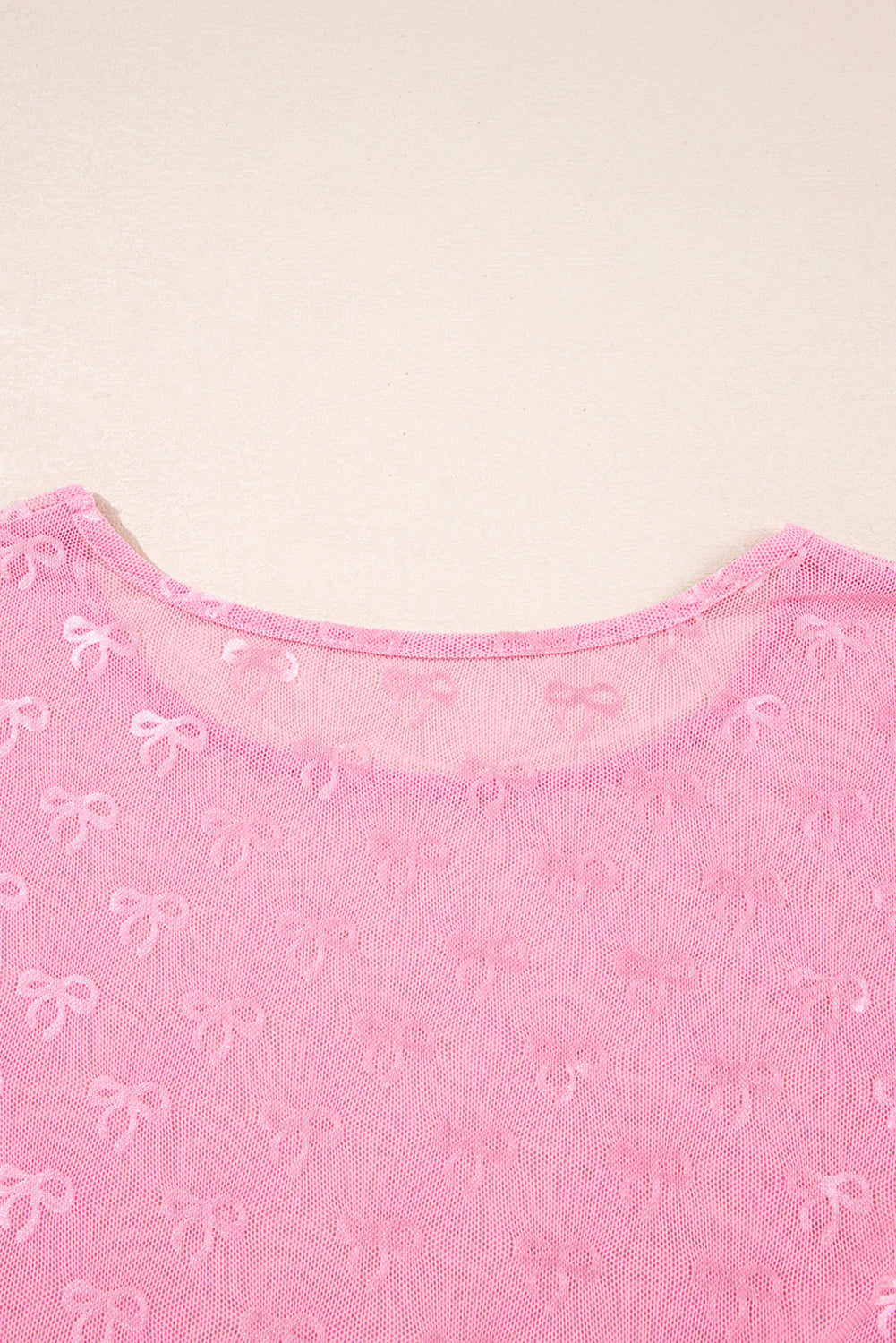 Pink Plus Size Bow Embroidered Mesh Long Sleeve Top-Plus Size/Plus Size Tops/Plus Size Long Sleeve Tops-[Adult]-[Female]-2022 Online Blue Zone Planet