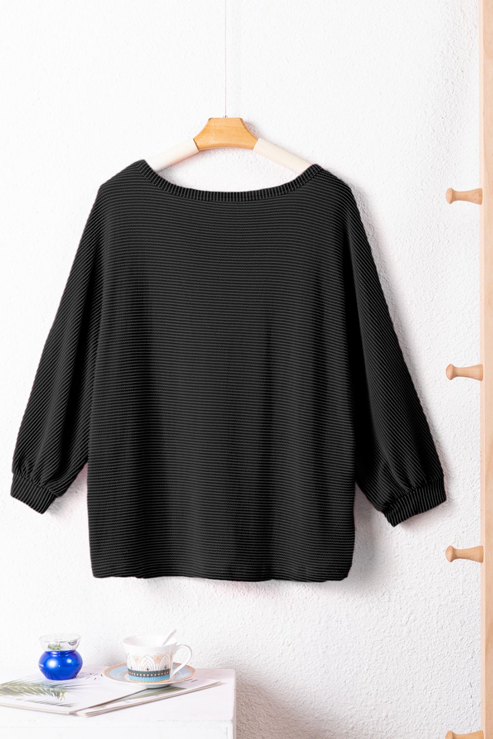 Texture V-Neck Long Sleeve Top-TOPS / DRESSES-[Adult]-[Female]-2022 Online Blue Zone Planet