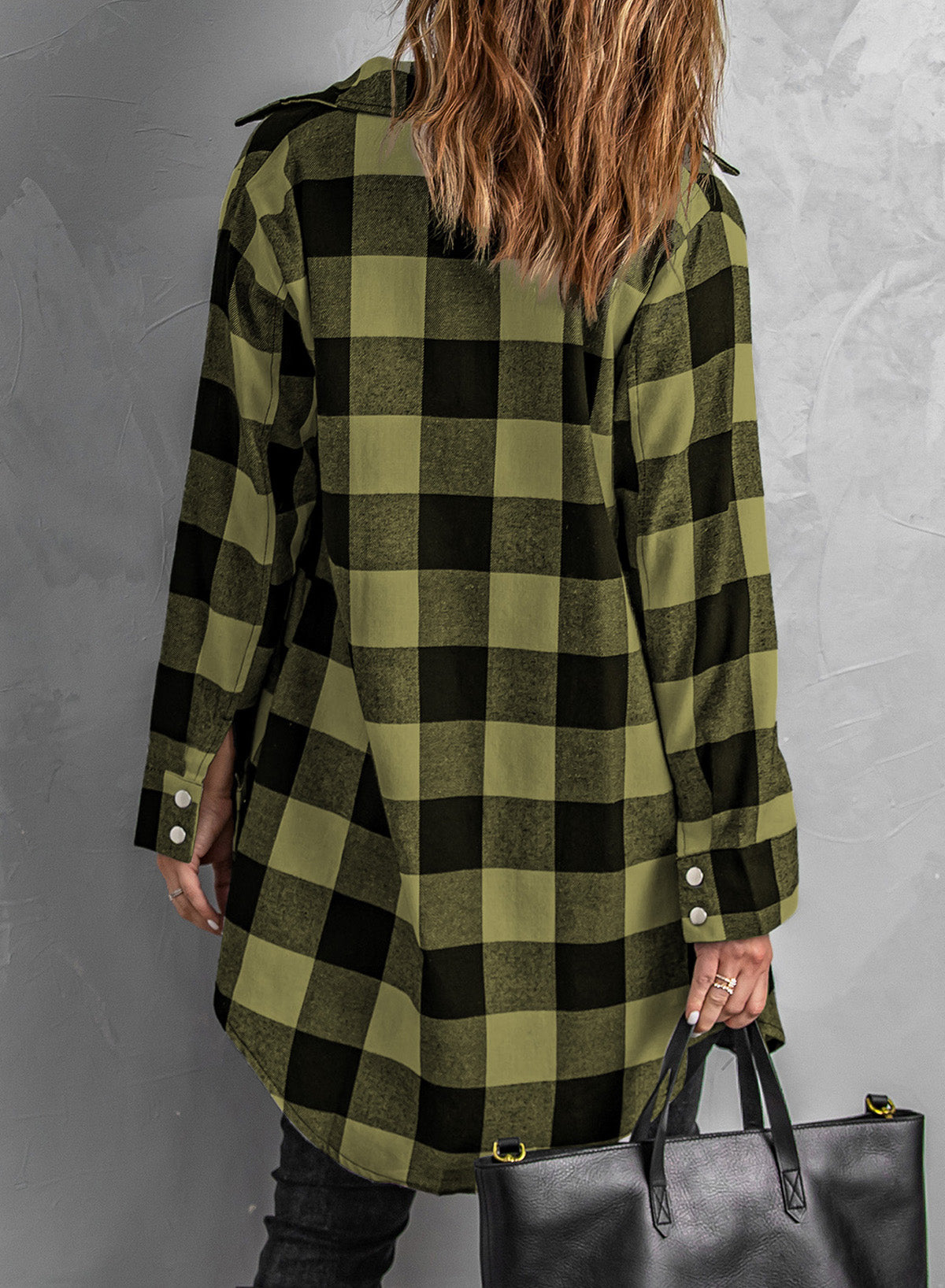 Fiery Red Turn-down Collar Plaid Shirt Coat-Outerwear/Coats-[Adult]-[Female]-2022 Online Blue Zone Planet