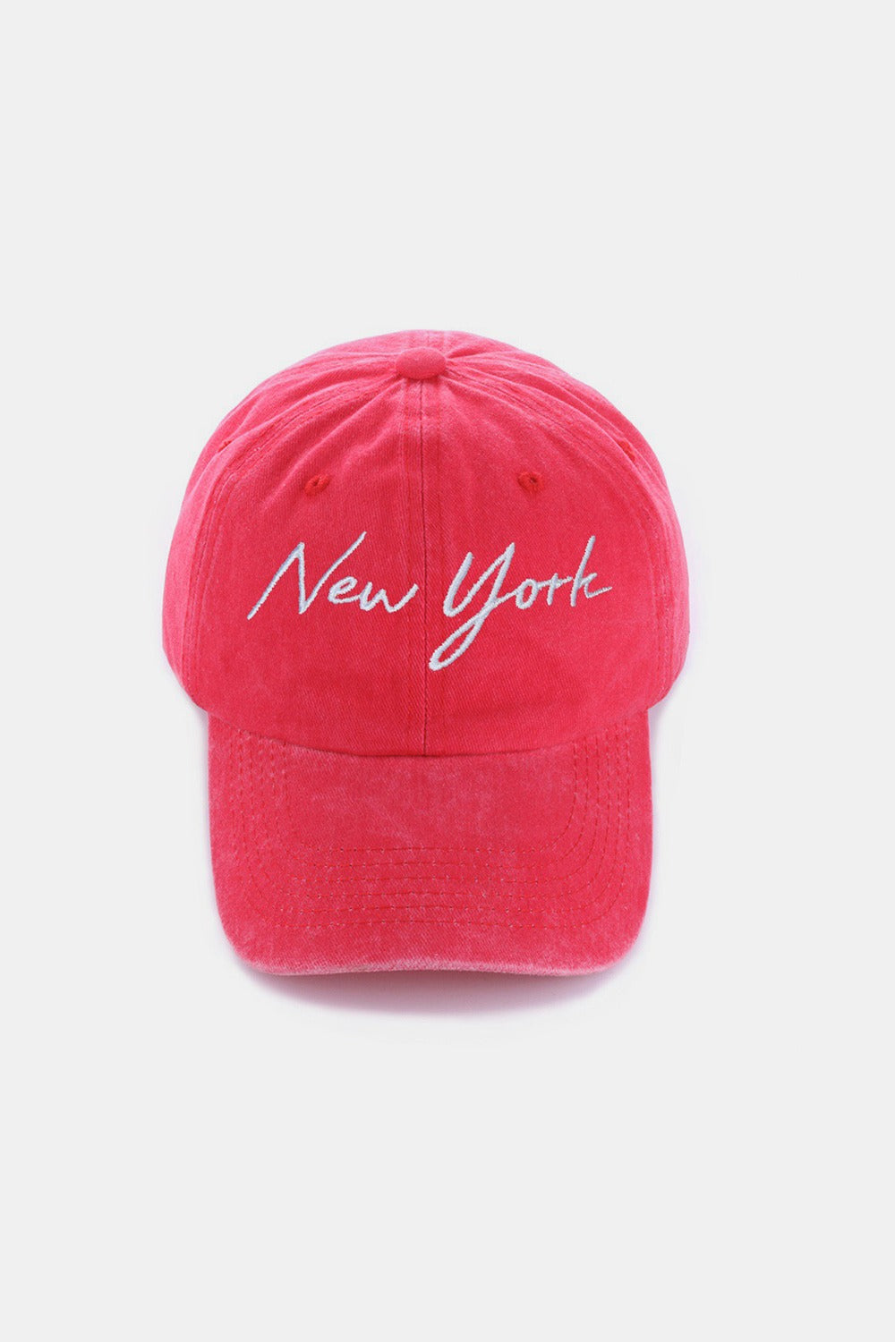 Blue Zone Planet | Zenana Washed Embroidered City Baseball Cap-HATS-[Adult]-[Female]-New York Red-One Size-2022 Online Blue Zone Planet