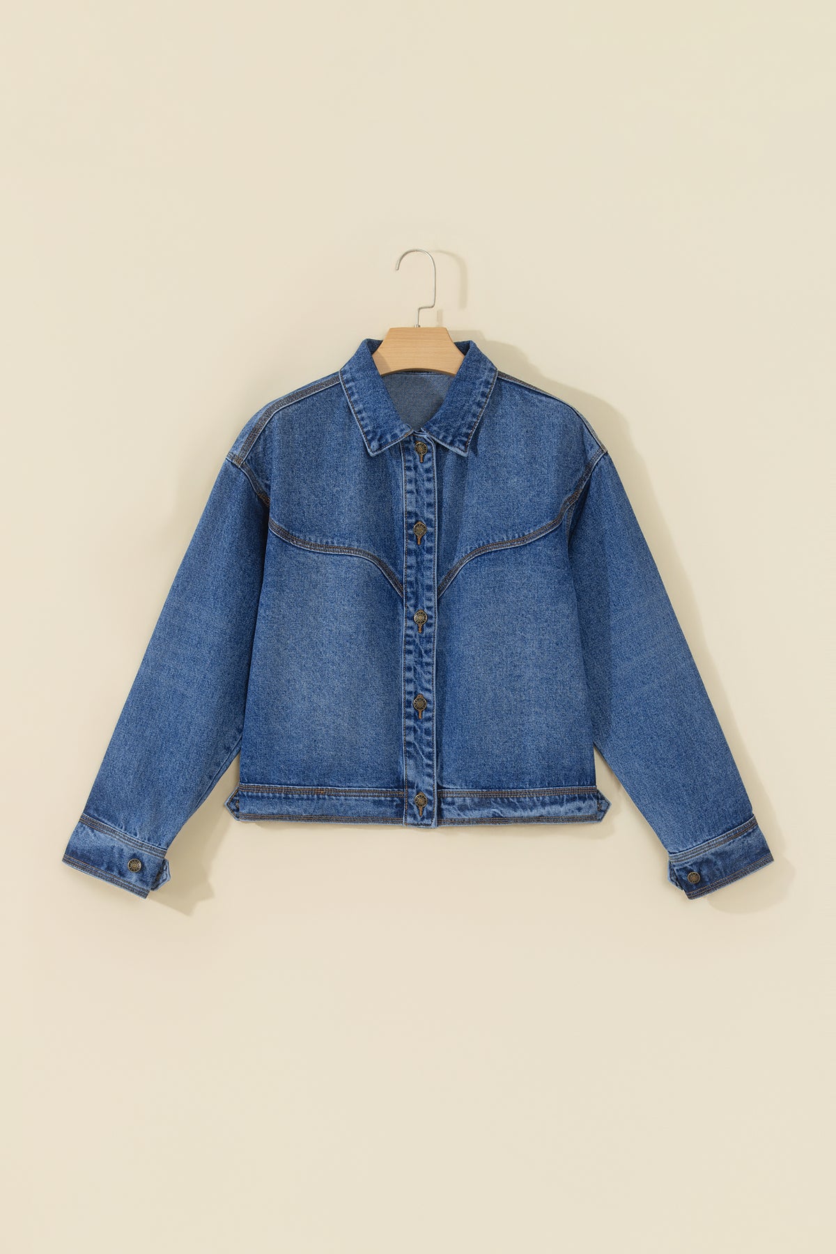 Sail Blue Vintage Wash Western Shift Denim Jacket-Outerwear/Denim jackets-[Adult]-[Female]-2022 Online Blue Zone Planet